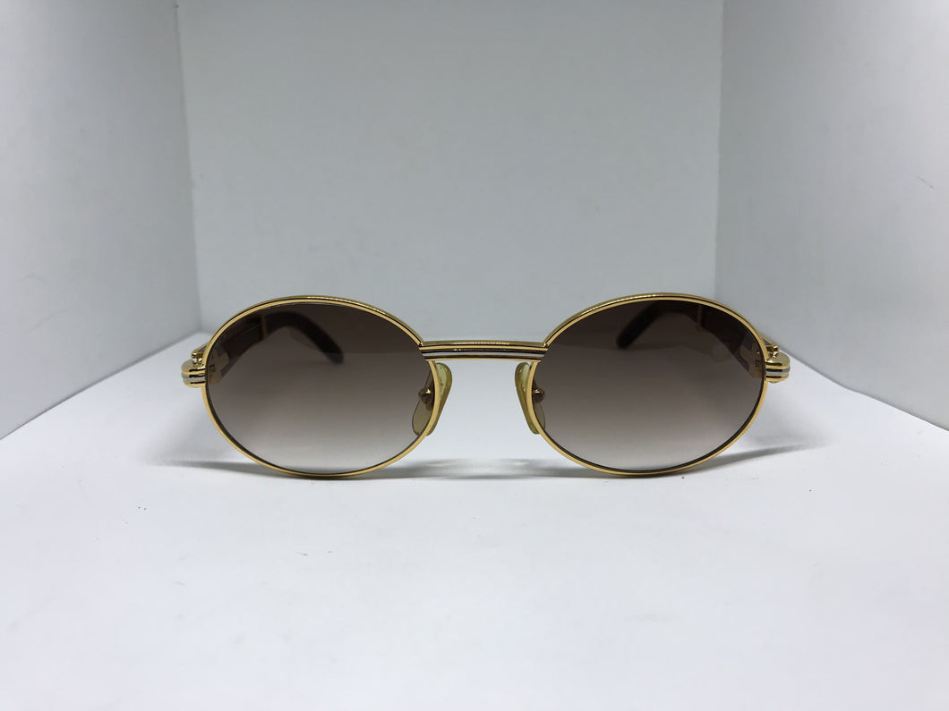 Cartier Giverny Wood Gold 22k Sunglasses Glasses - Braglia