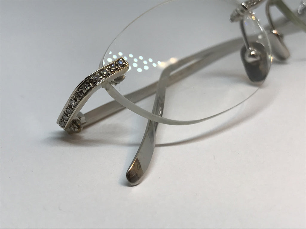 David Eden Solid 14k white gold eyeglasses sunglasses frame - Braglia