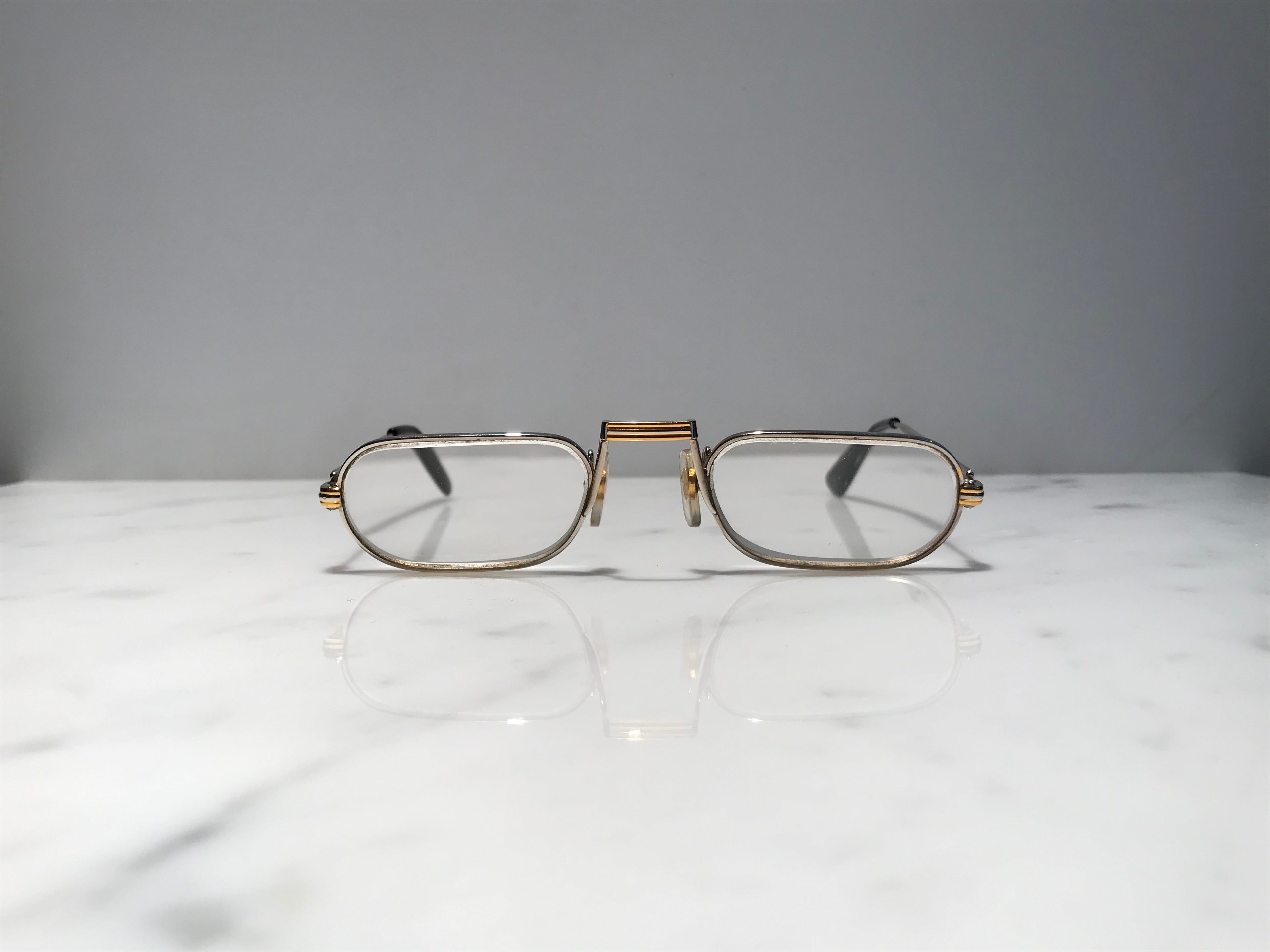 Cartier Demi Lune Vintage C Decor Platinum Sunglasses Glasses Eyeglasses Frame