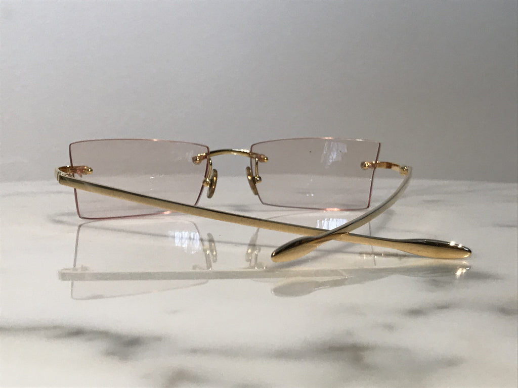 Cartier Tank No 95 18k Solid Yellow Gold Vintage Sunglasses Glasses Frames - Braglia