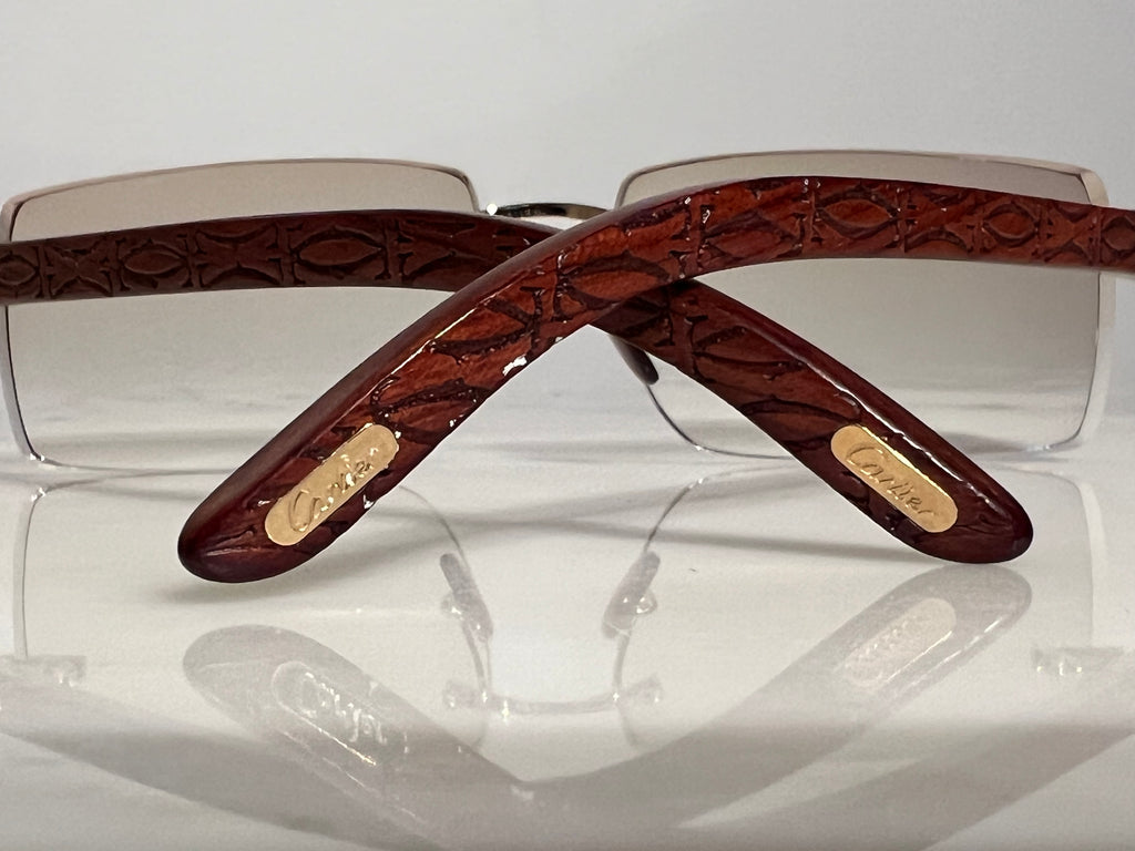 Cartier Logos Bubinga Wood Gold C’decor Frames Sunglasses Glasses