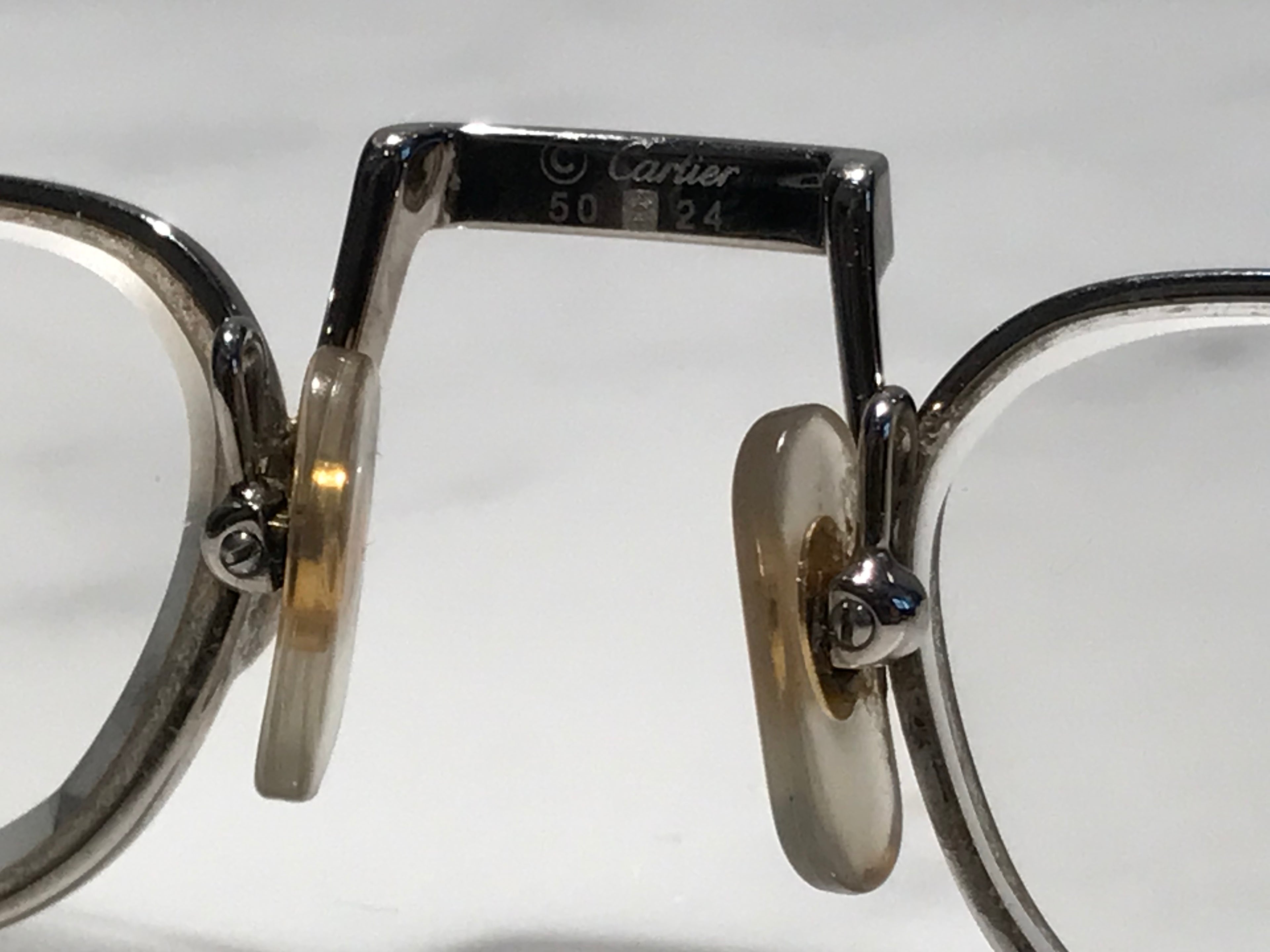 Cartier Demi Lune Vintage C Decor Platinum Sunglasses Glasses Eyeglasses Frame
