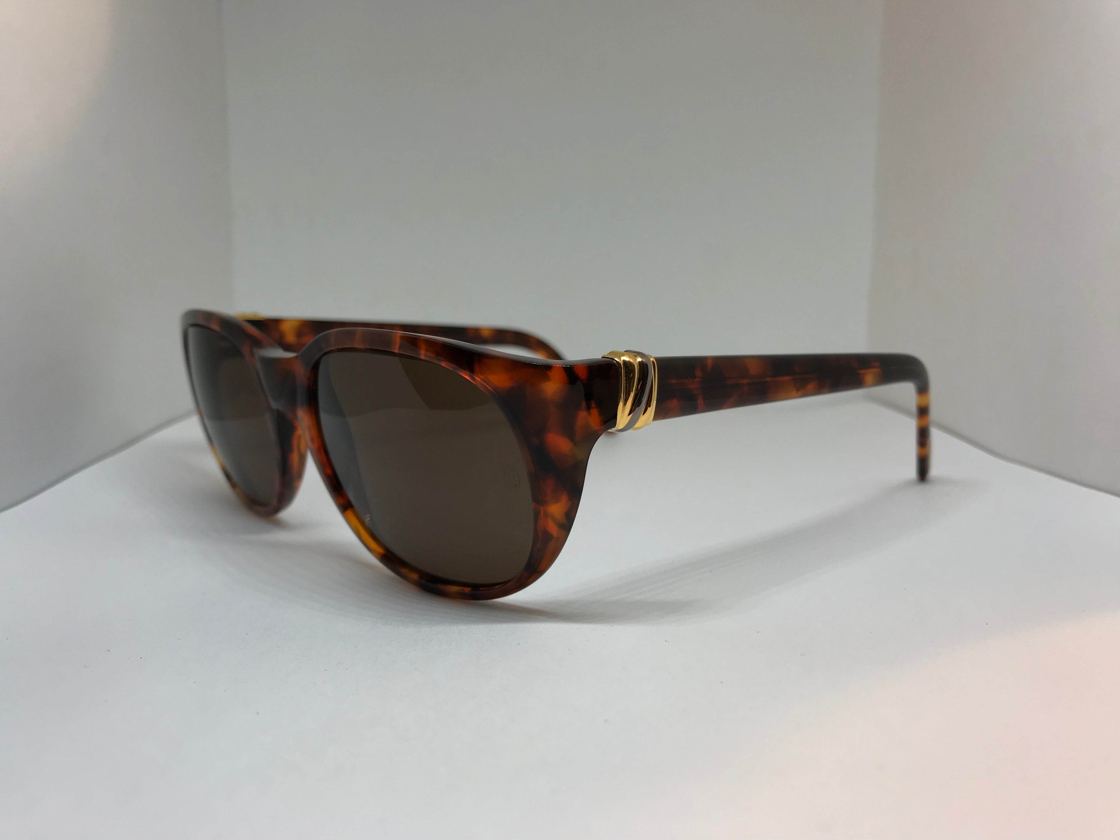 Cartier Tortoise Gold Platinum Vintage Sunglasses Glasses Eyeglasses - Braglia