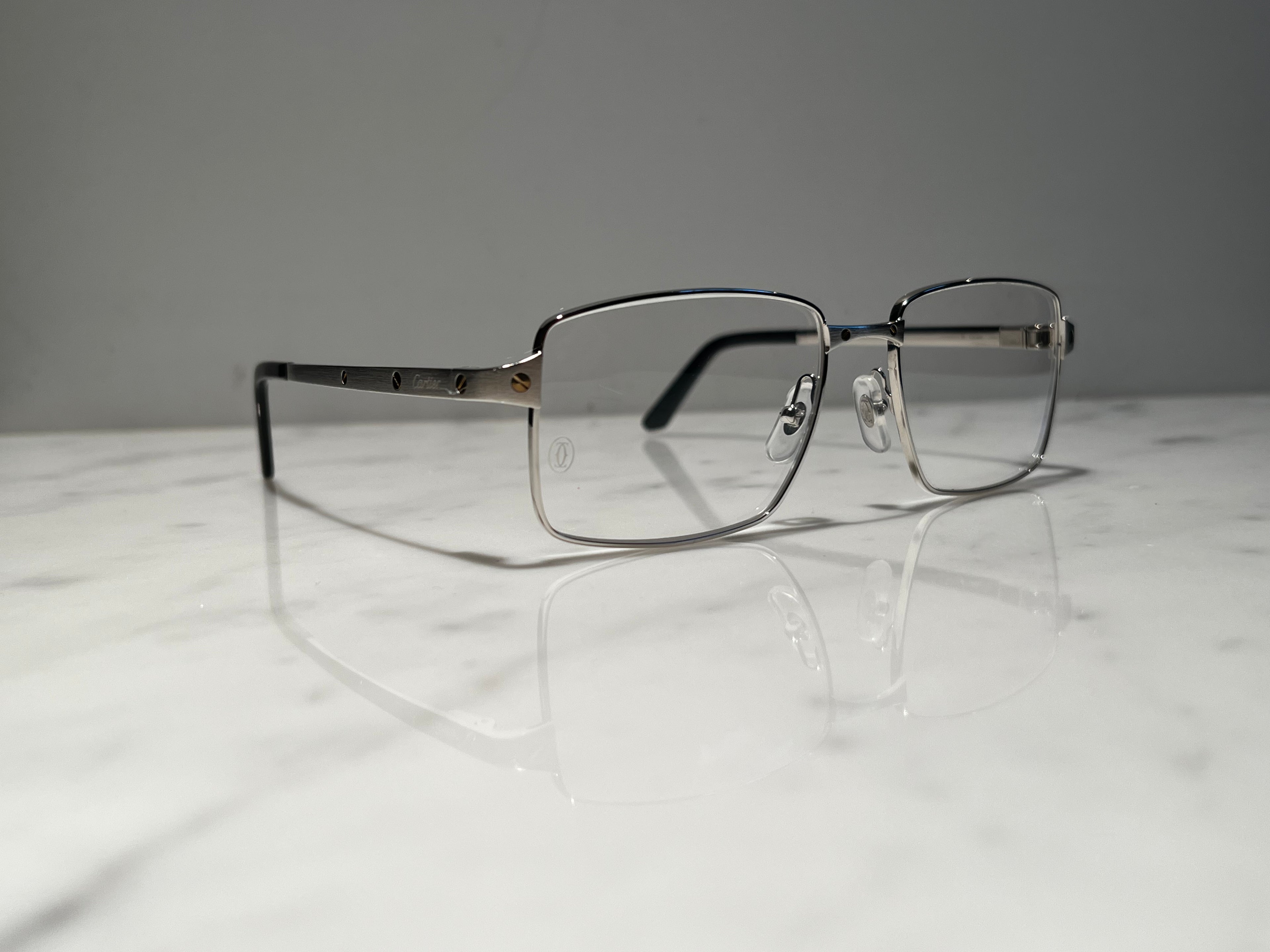 Cartier Santos Full Rim Platinum Sunglasses Glasses Eyeglasses Frame