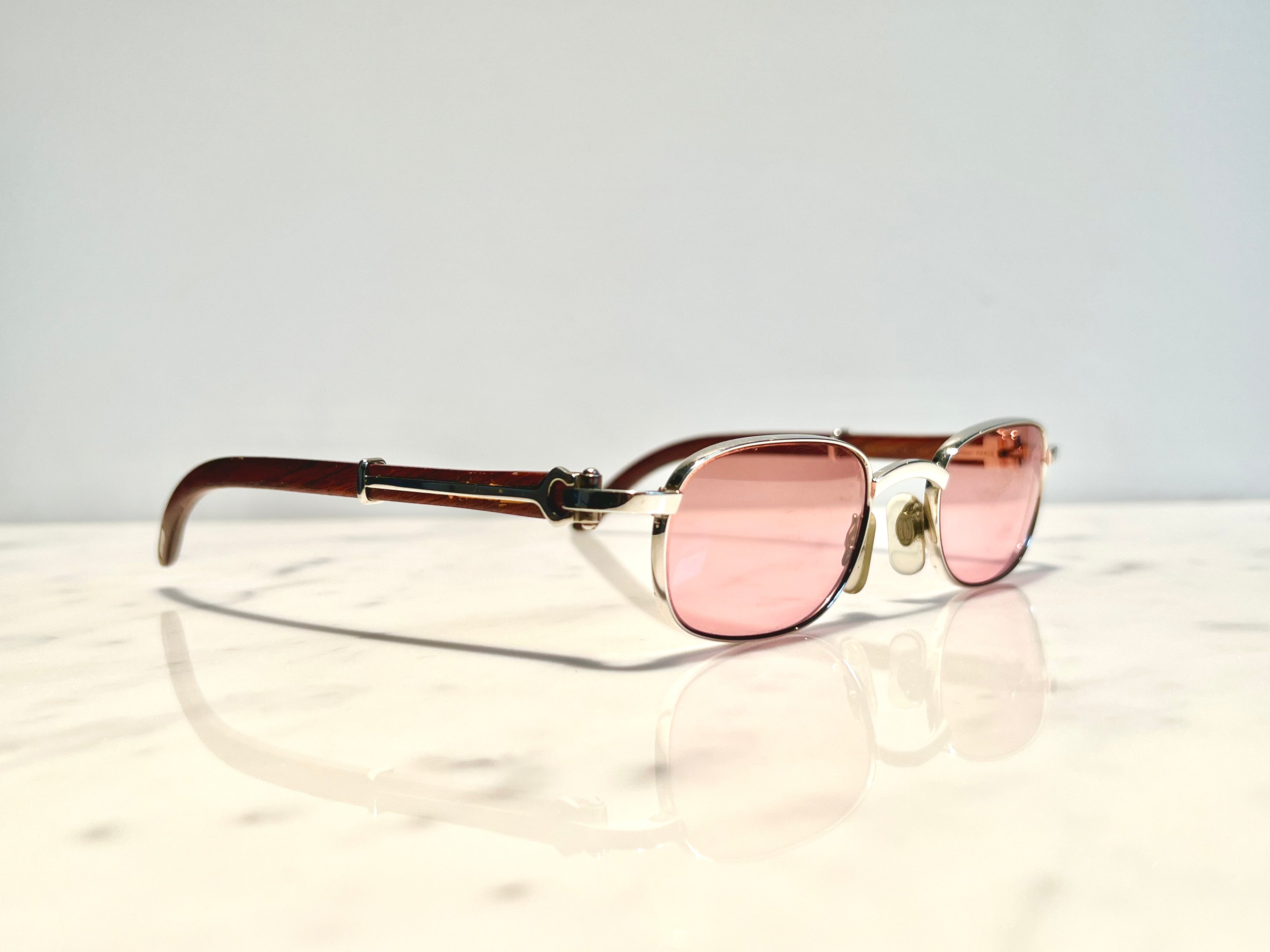 Cartier Camarat Platinum Gold C’decor Frames Sunglasses Glasses Wood vintage