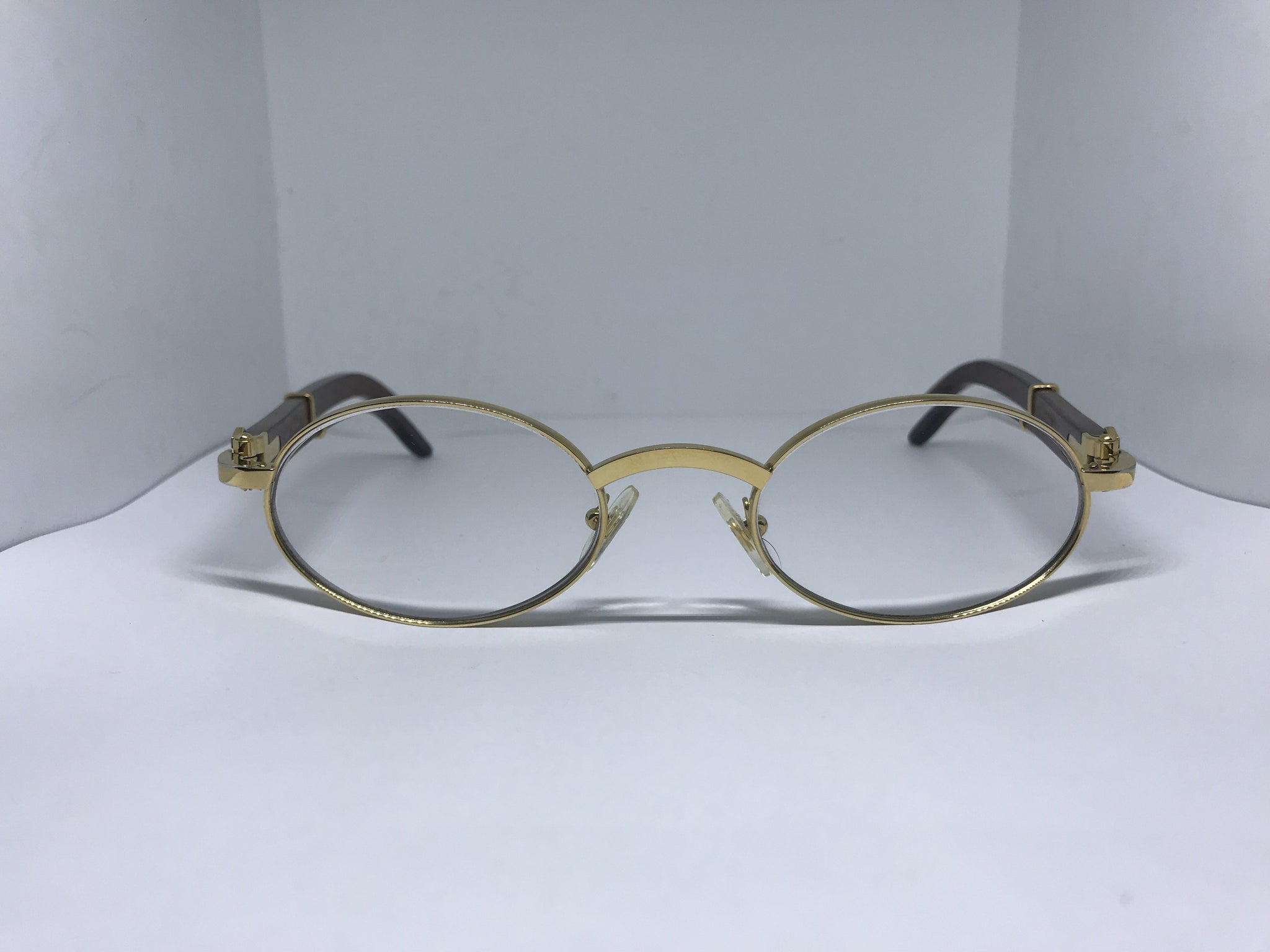 Cartier Sicier Vintage 18k Gold African Bubinga Wood sunglasses