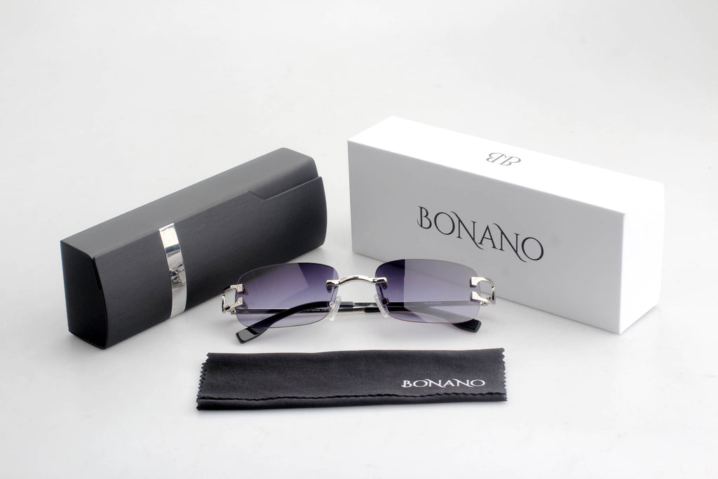 Bonano Venician White Gold Rimless Sunglasses Frame