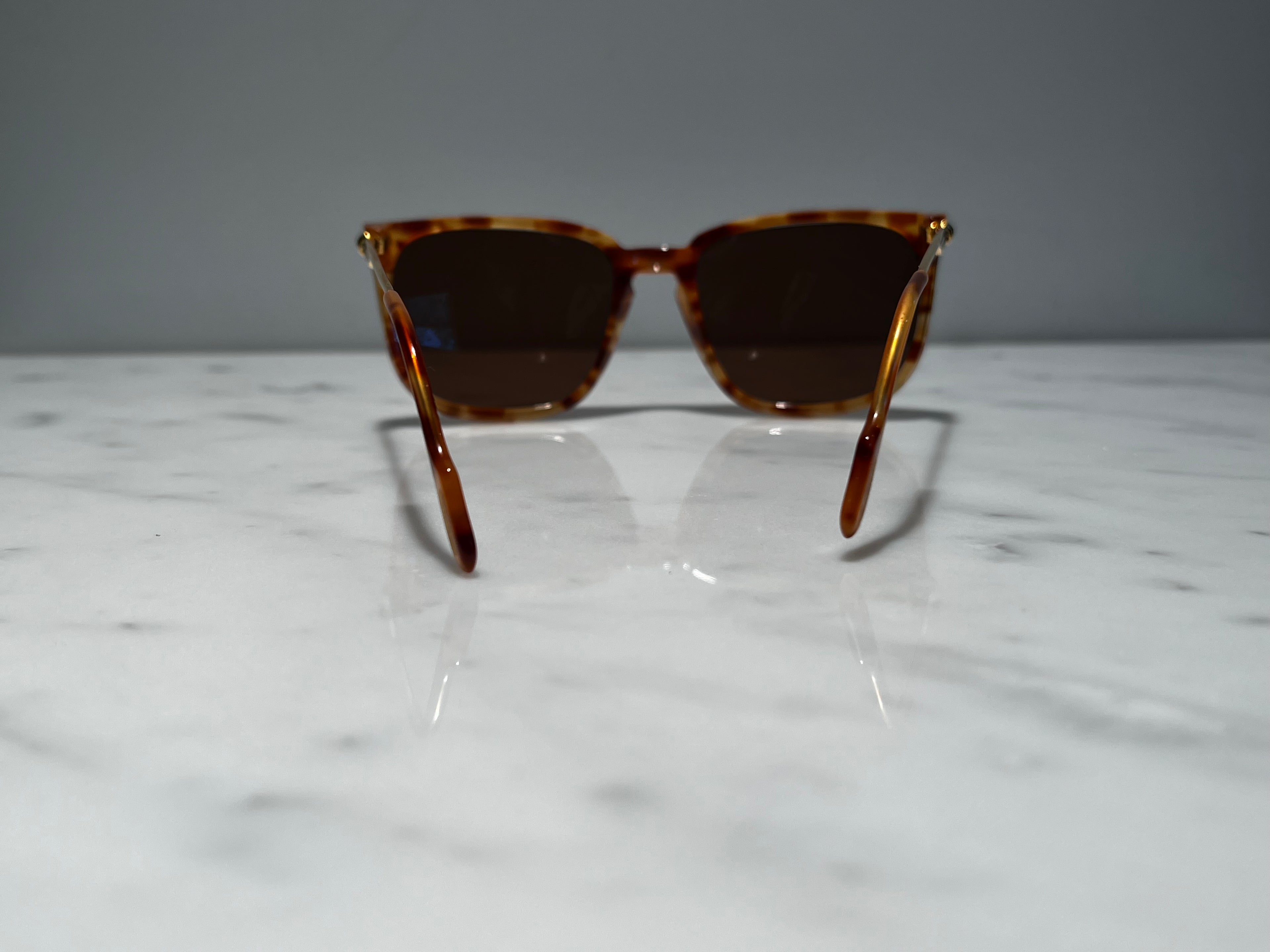 Cartier Jaspe Gold Square Vintage Glasses Sunglasses Frames Horn Woods