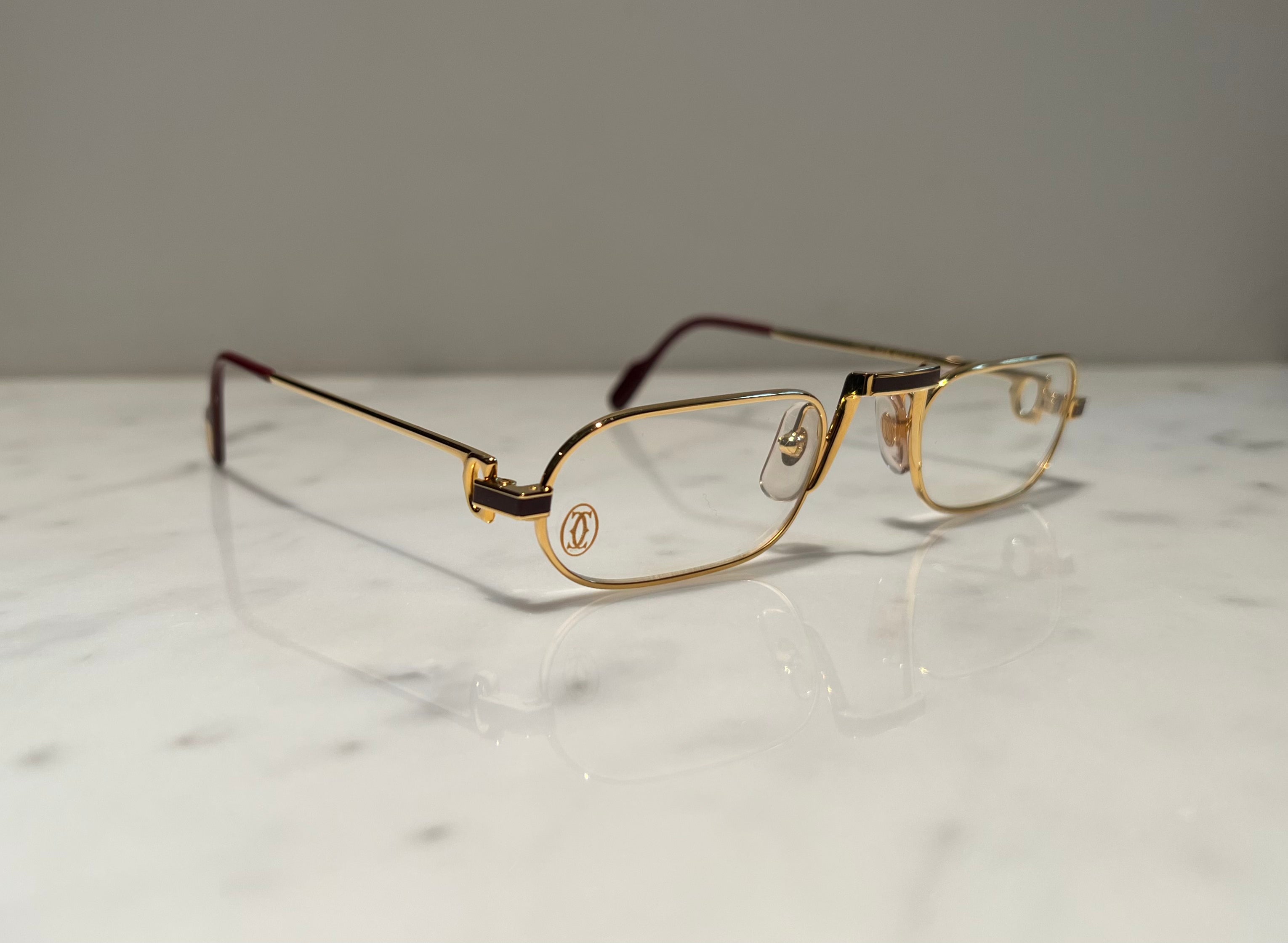 Cartier Demi Lune Vintage C Decor Gold Sunglasses Glasses Eyeglasses Frames