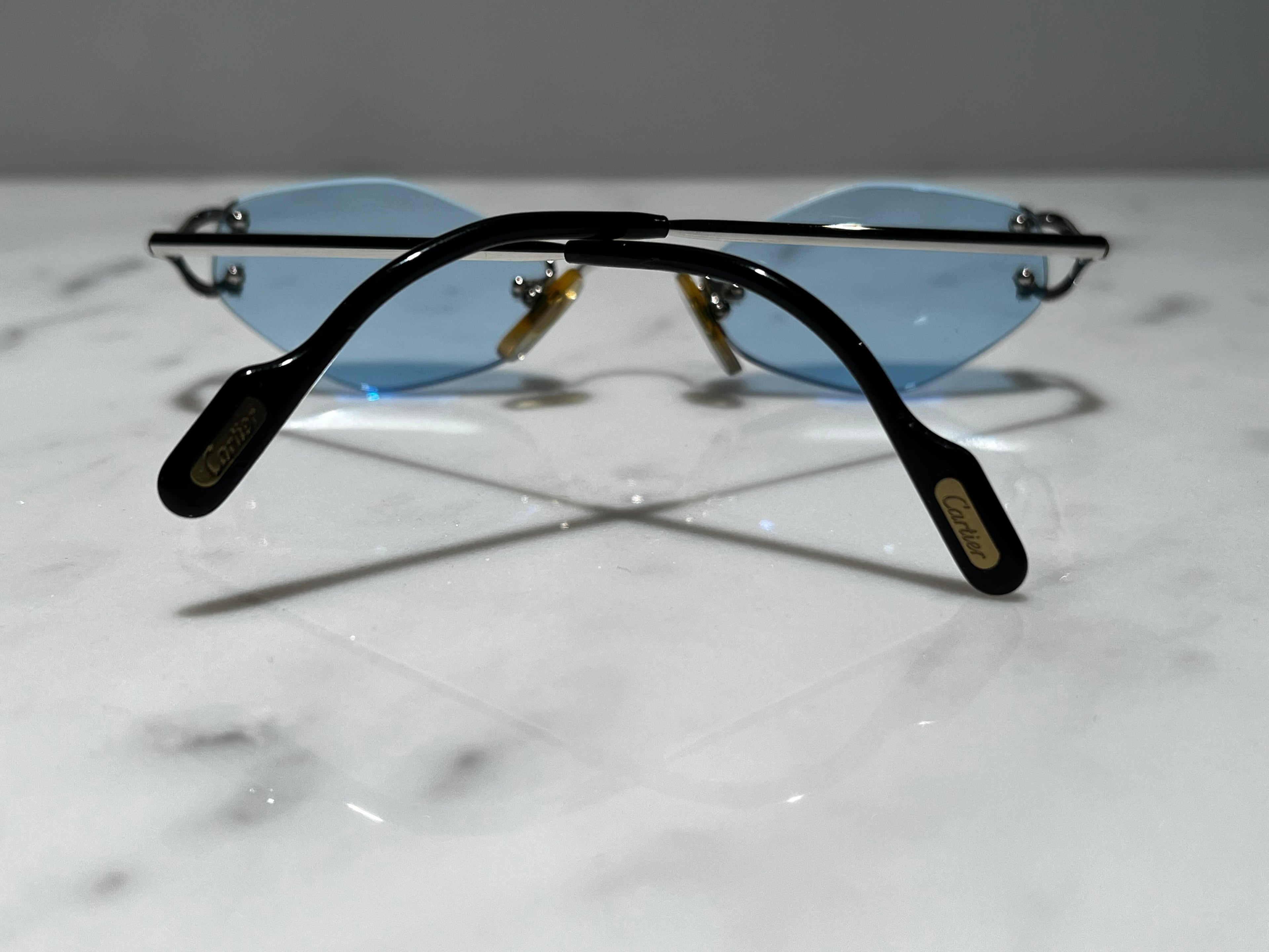 Cartier C’Decor Scala Wire Platinum Sunglasses Glasses Horn Wood Buffs