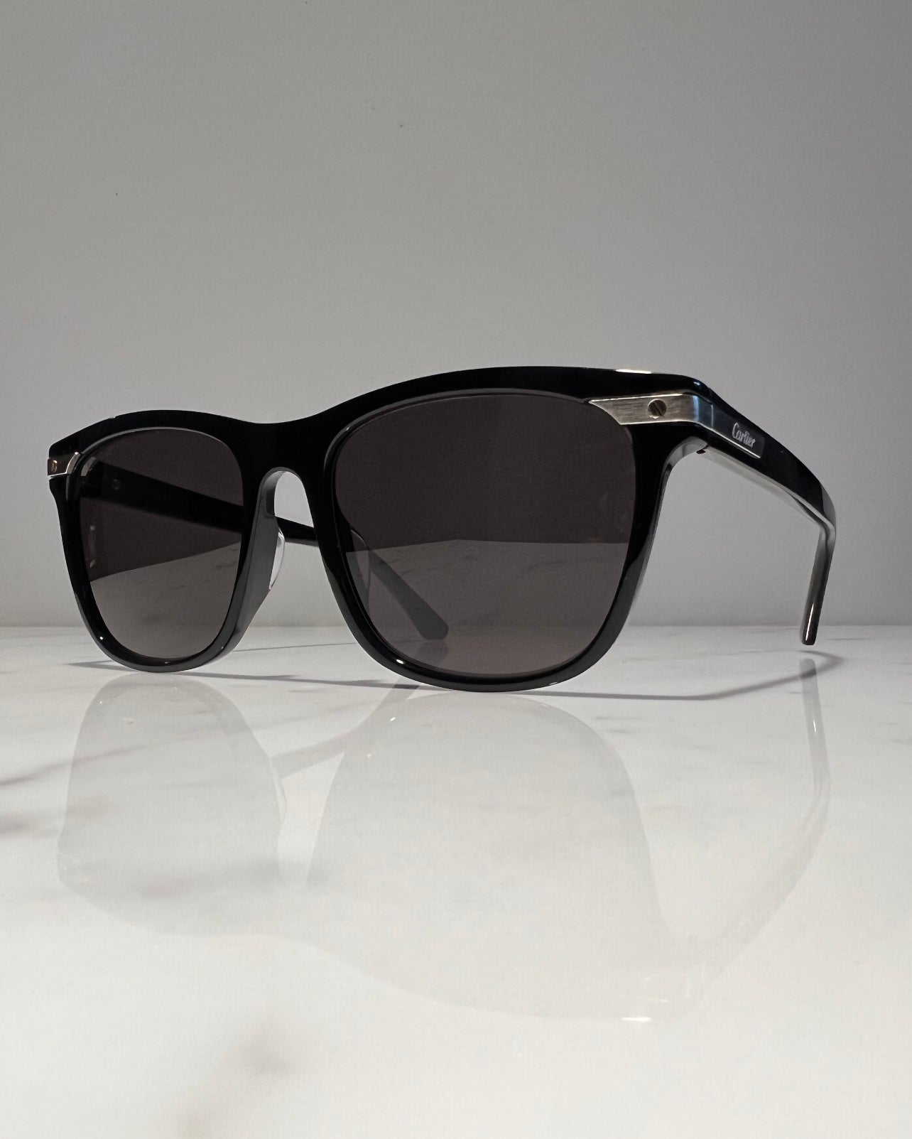Cartier Santos Square Vintage Glasses Sunglasses Frames Horn Woods Platinum