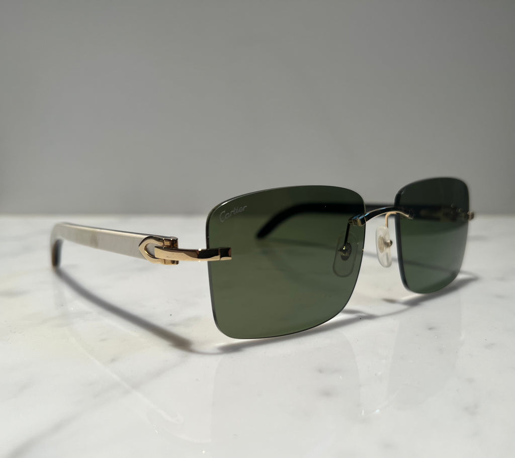 Cartier Rimless White Buffalo Horn 18k Gold  Glasses Sunglasses Eyeglasses Buffs