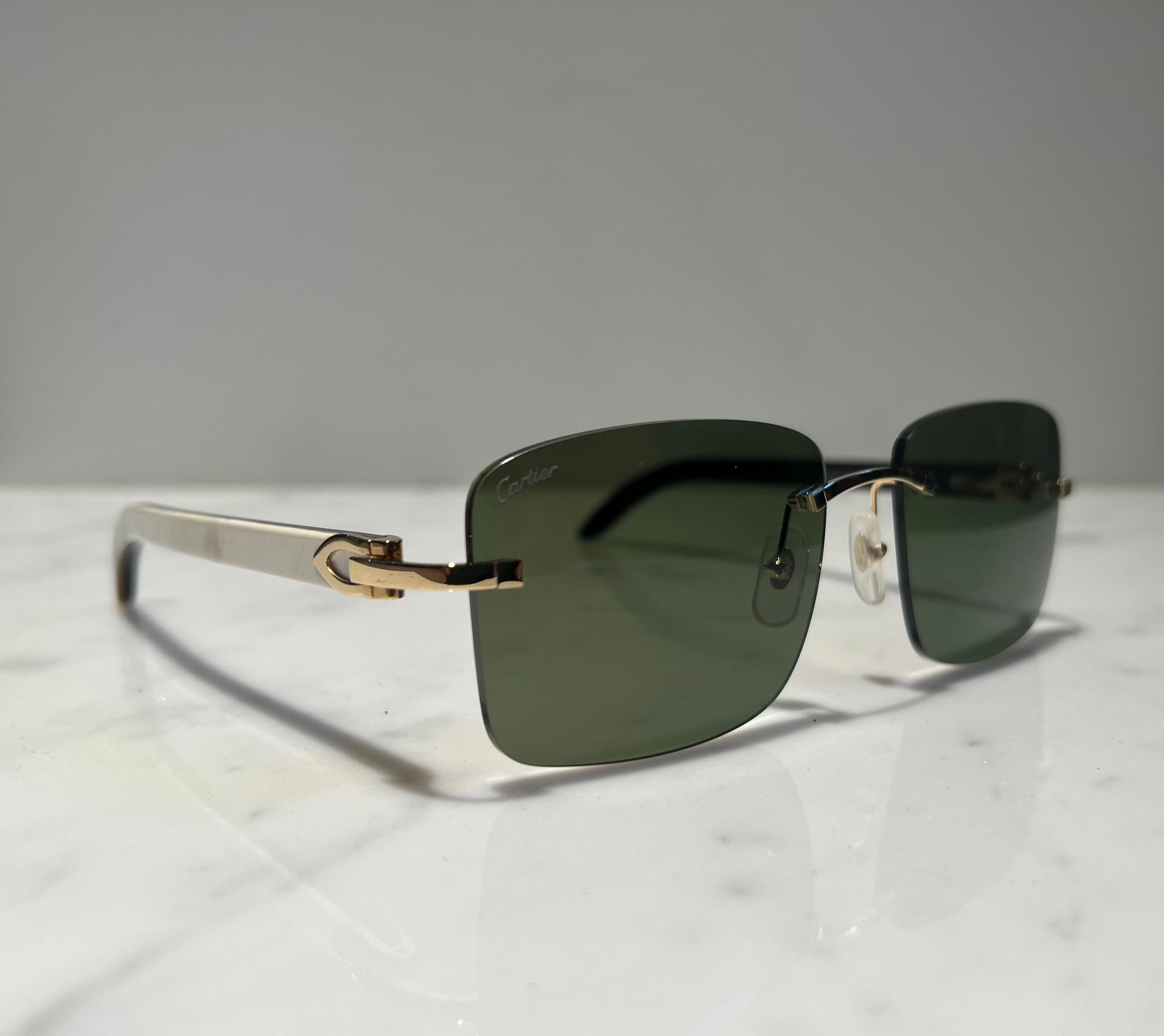 Cartier Rimless White Buffalo Horn 18k Gold  Glasses Sunglasses Eyeglasses Buffs