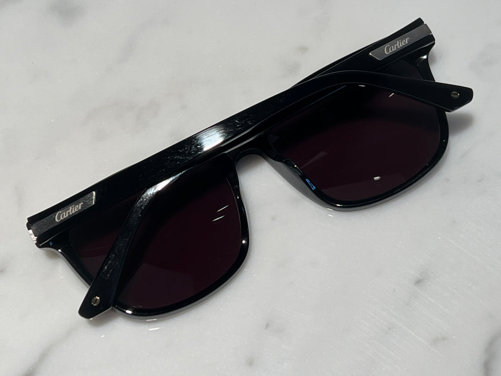 Cartier Santos Square Vintage Glasses Sunglasses Frames Horn Woods Platinum