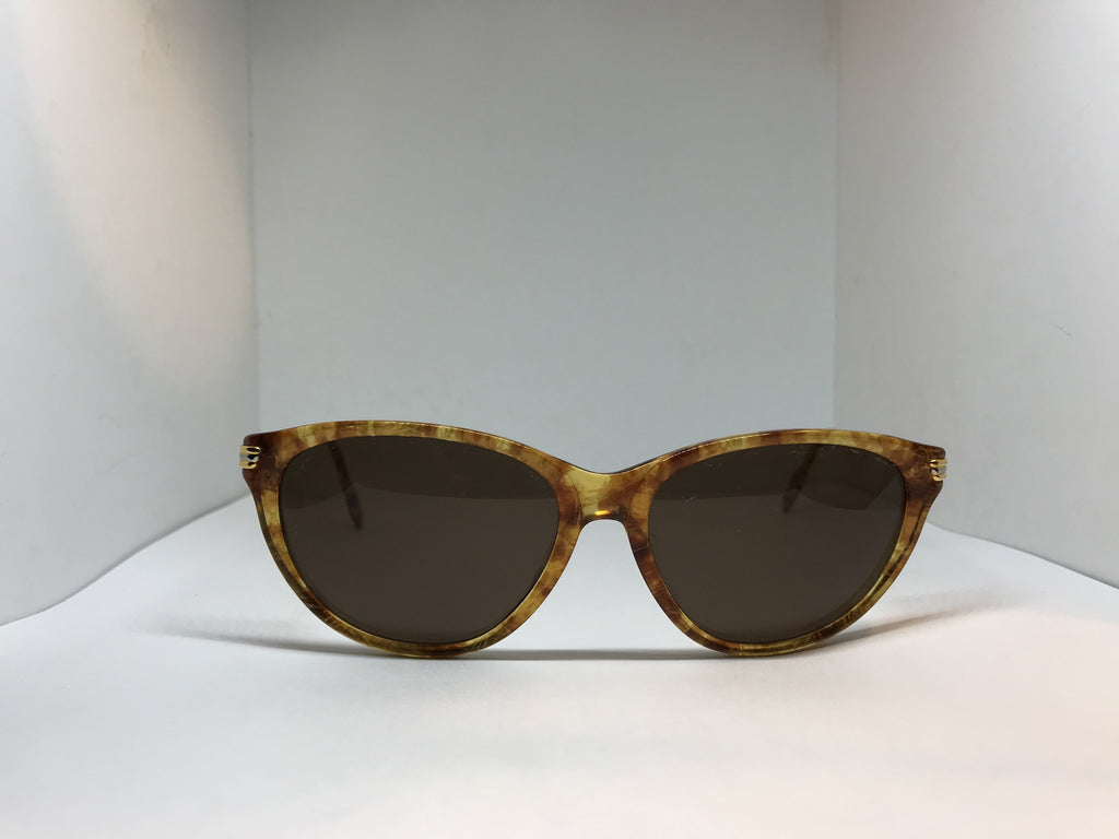 Cartier 22k Gold Jaspe Cat Sunglasses Glasses Eyeglasses Frame Vintage Wood Buff - Braglia