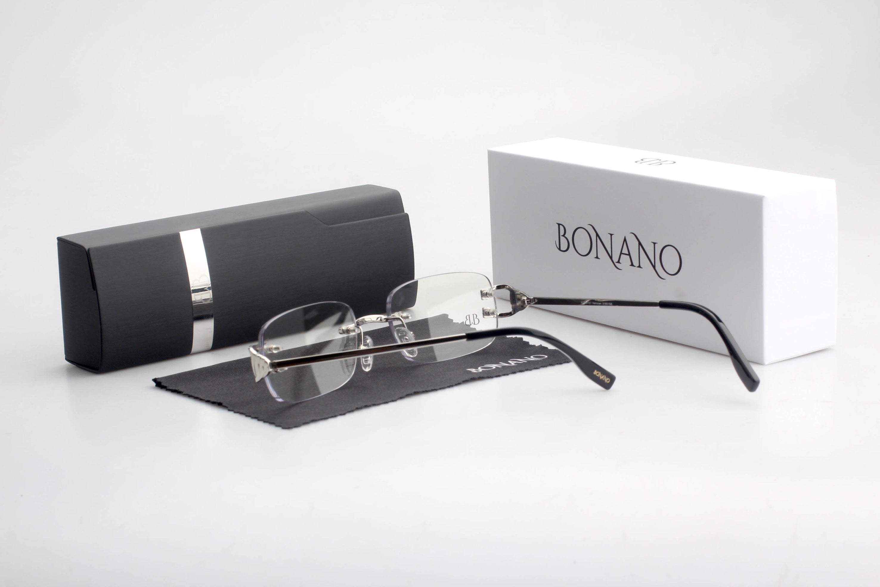 Bonano Venician White Gold Rimless Eyeglasses Frame