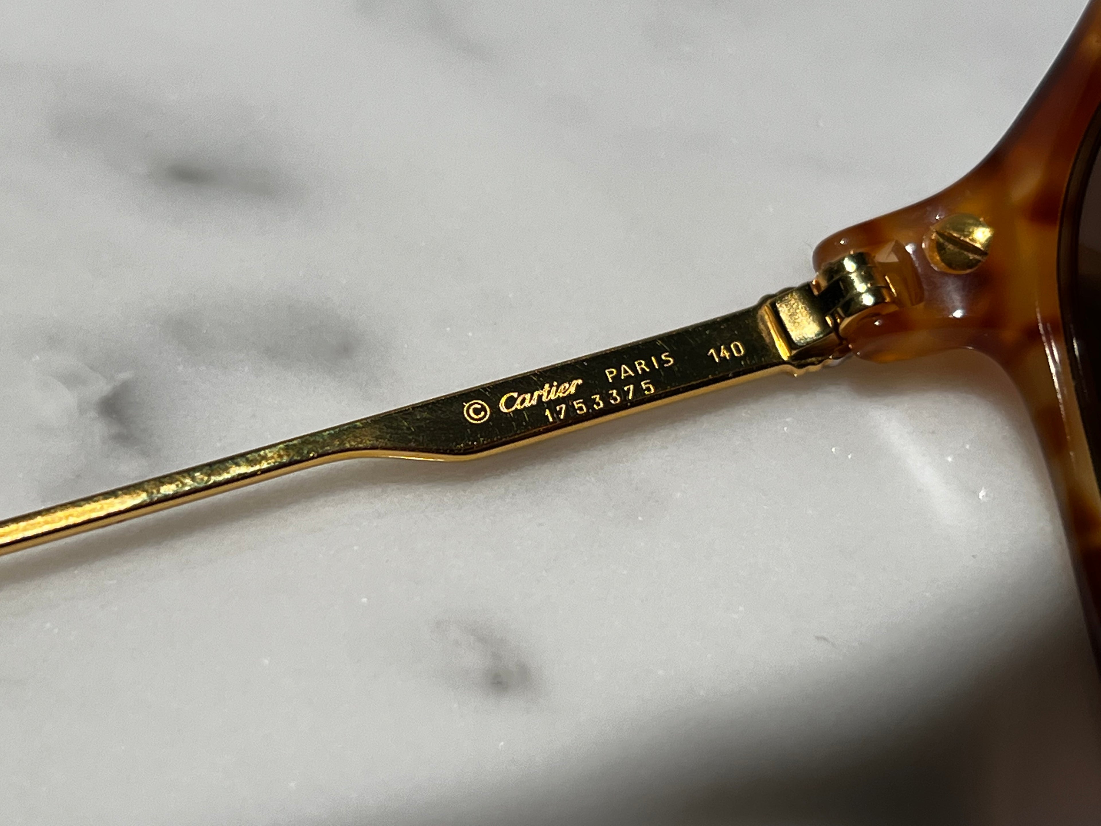 Cartier Jaspe Gold Square Vintage Glasses Sunglasses Frames Horn Woods