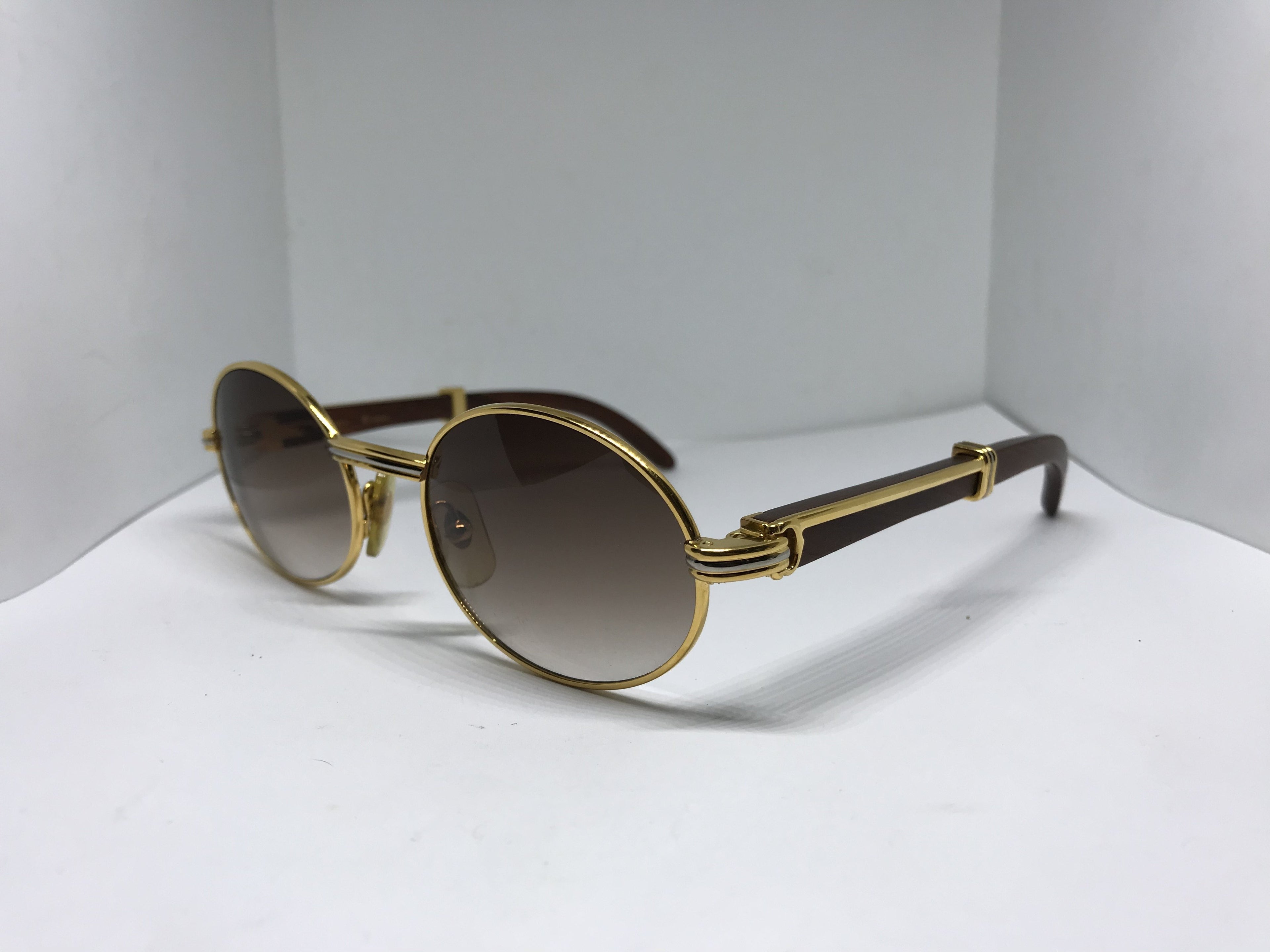 Cartier Giverny Wood Gold 22k Sunglasses Glasses - Braglia