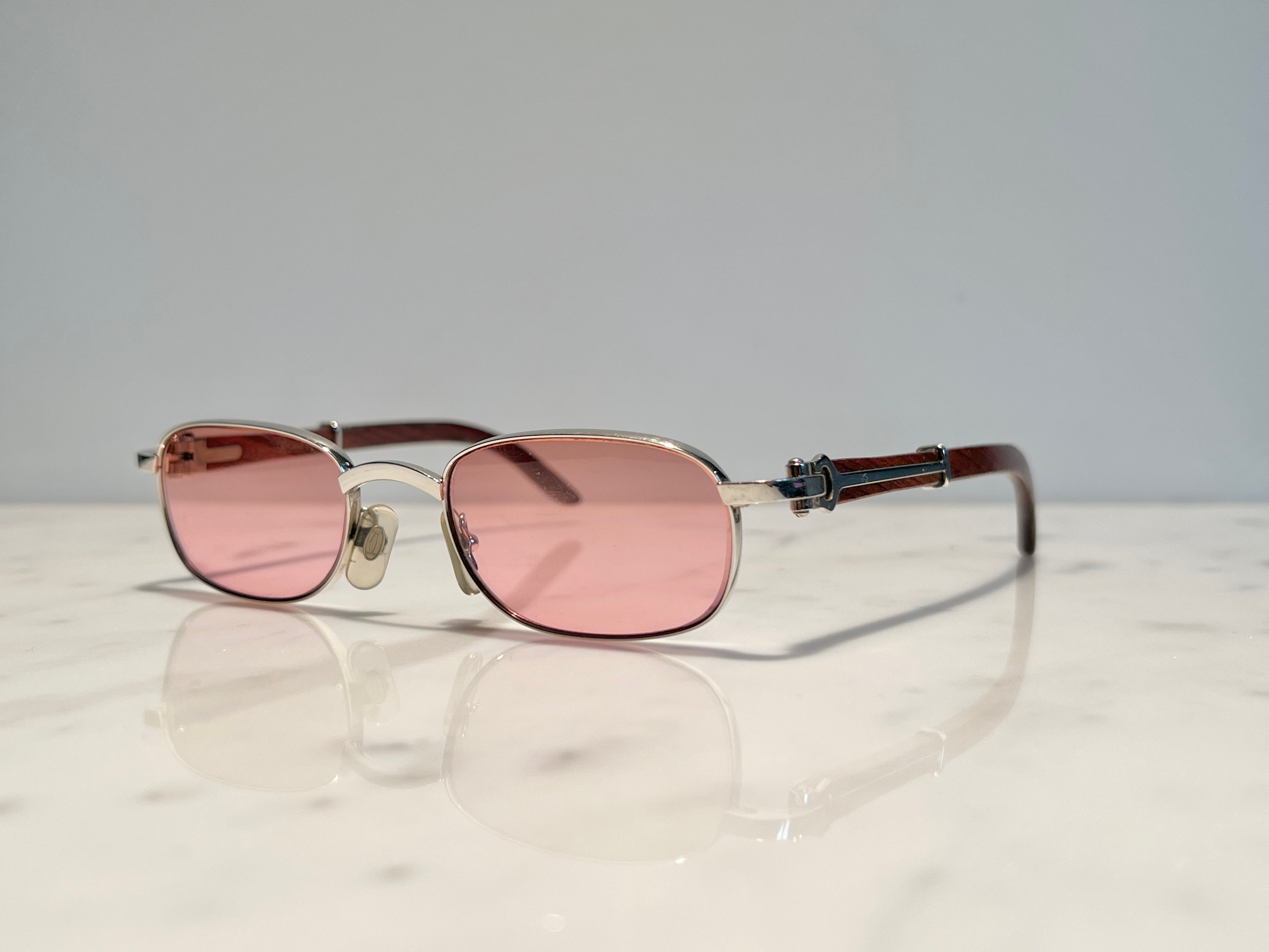 Cartier Camarat Platinum Gold C’decor Frames Sunglasses Glasses Wood vintage