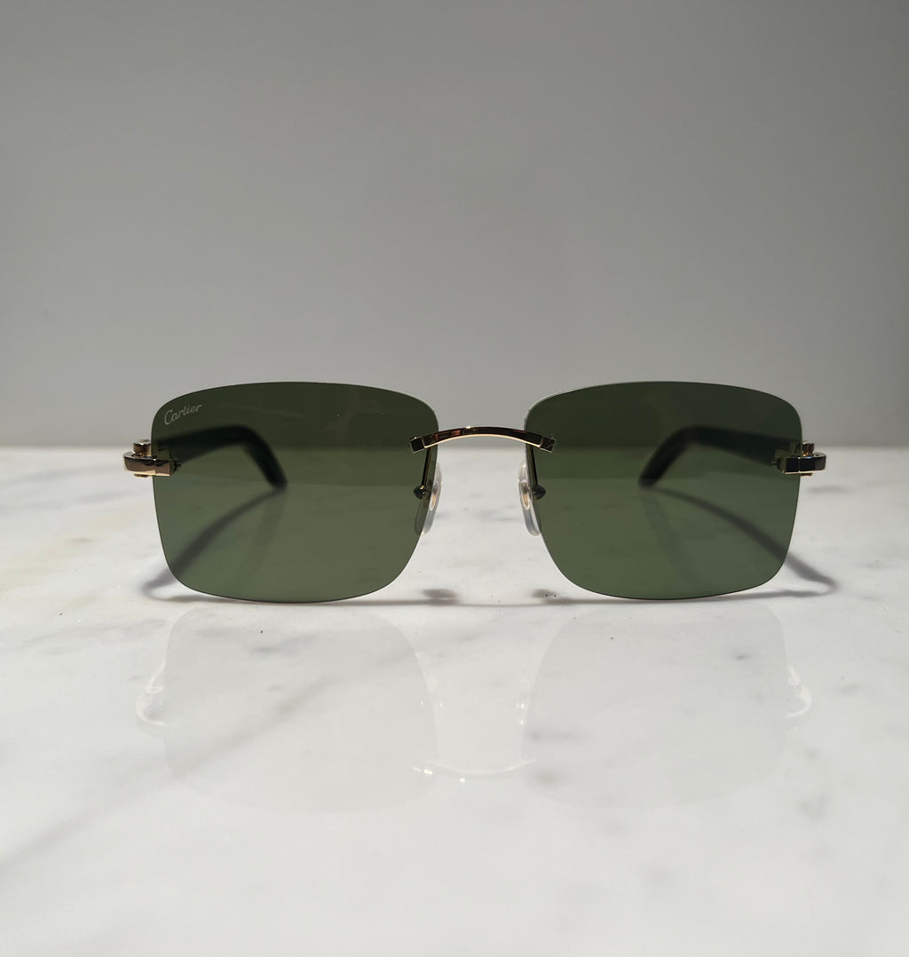 Cartier Rimless White Buffalo Horn 18k Gold  Glasses Sunglasses Eyeglasses Buffs