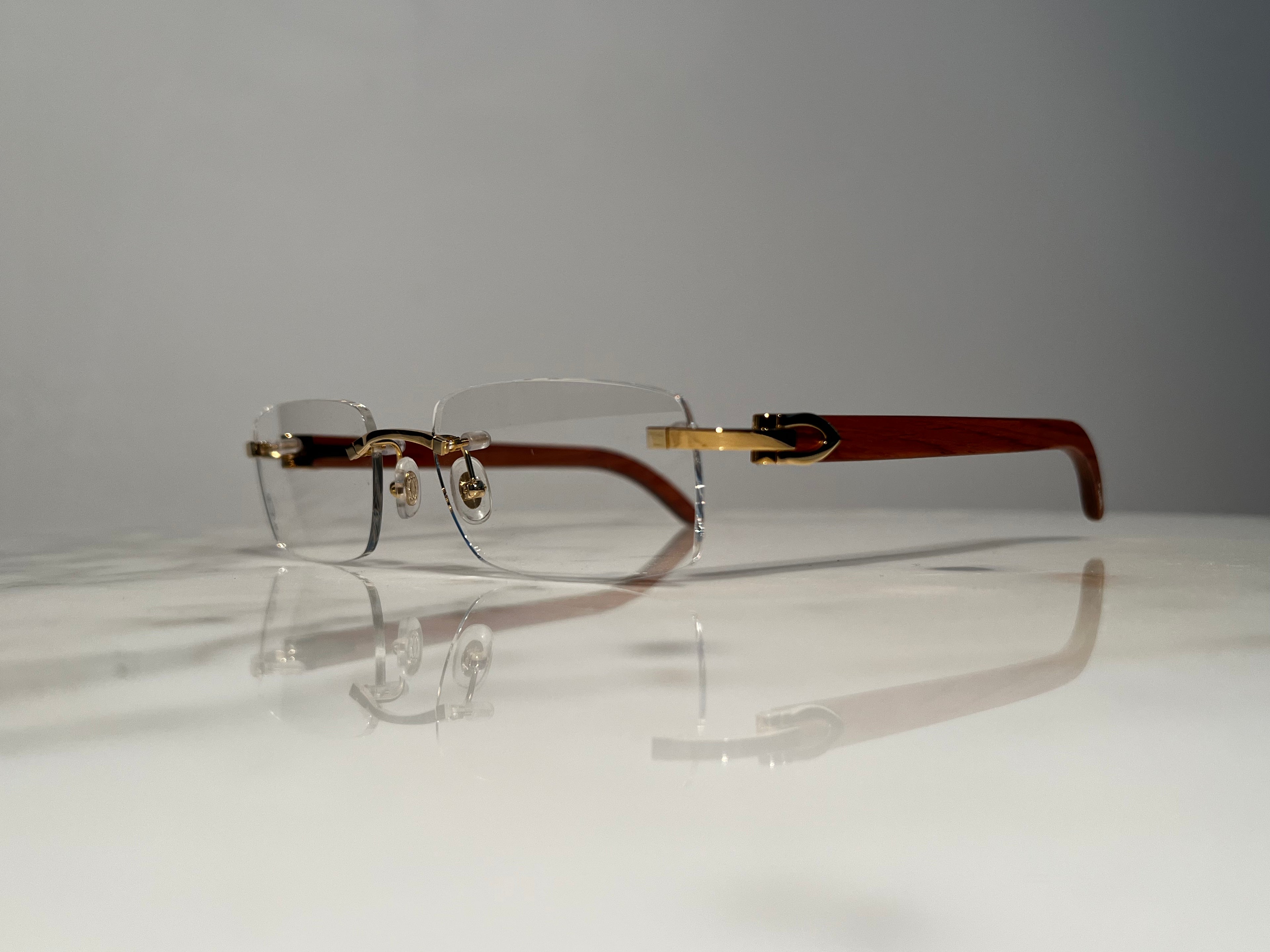 Cartier Bubinga Wood Gold Frames Sunglasses Glasses