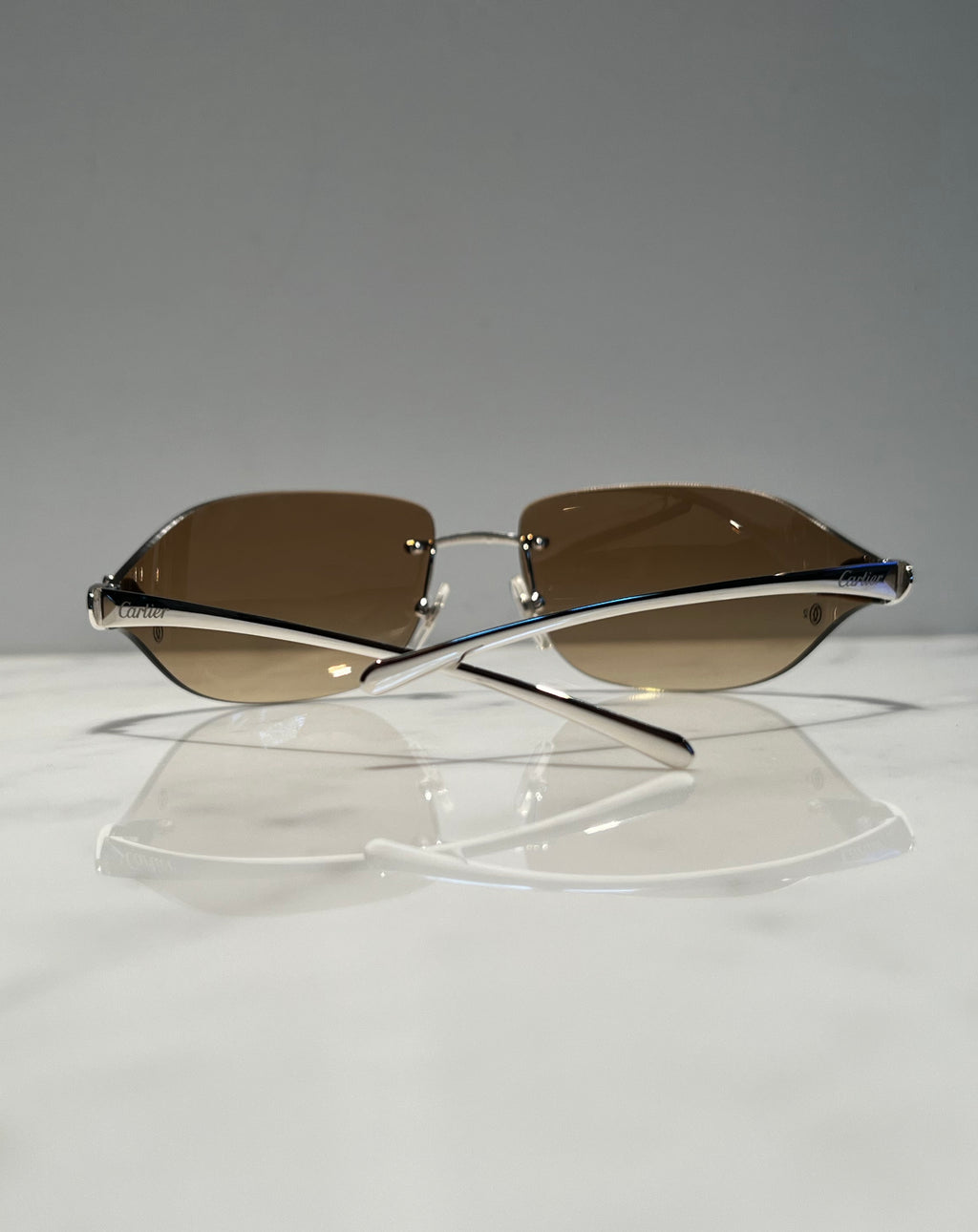 Cartier Panthere C Decor Platinum Sunglasses Glasses Eyeglasses Frame