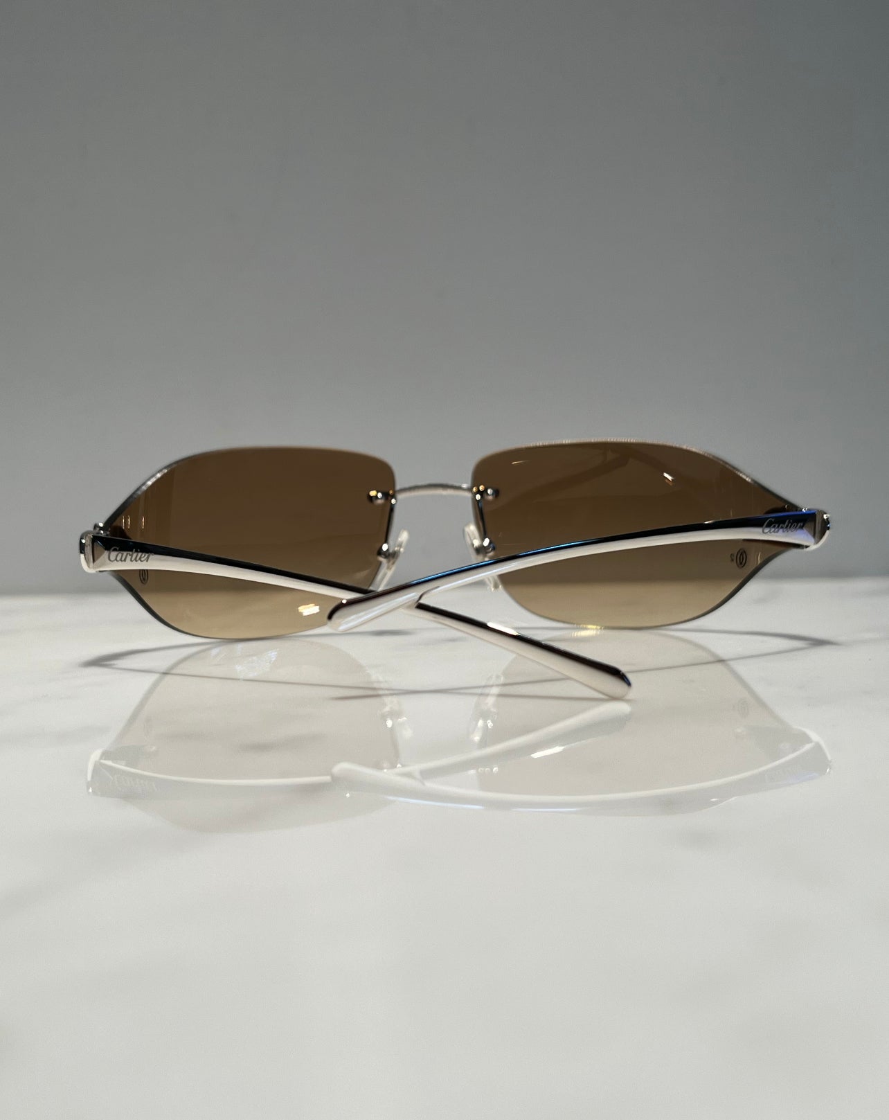 Cartier Panthere C Decor Platinum Sunglasses Glasses Eyeglasses Frame