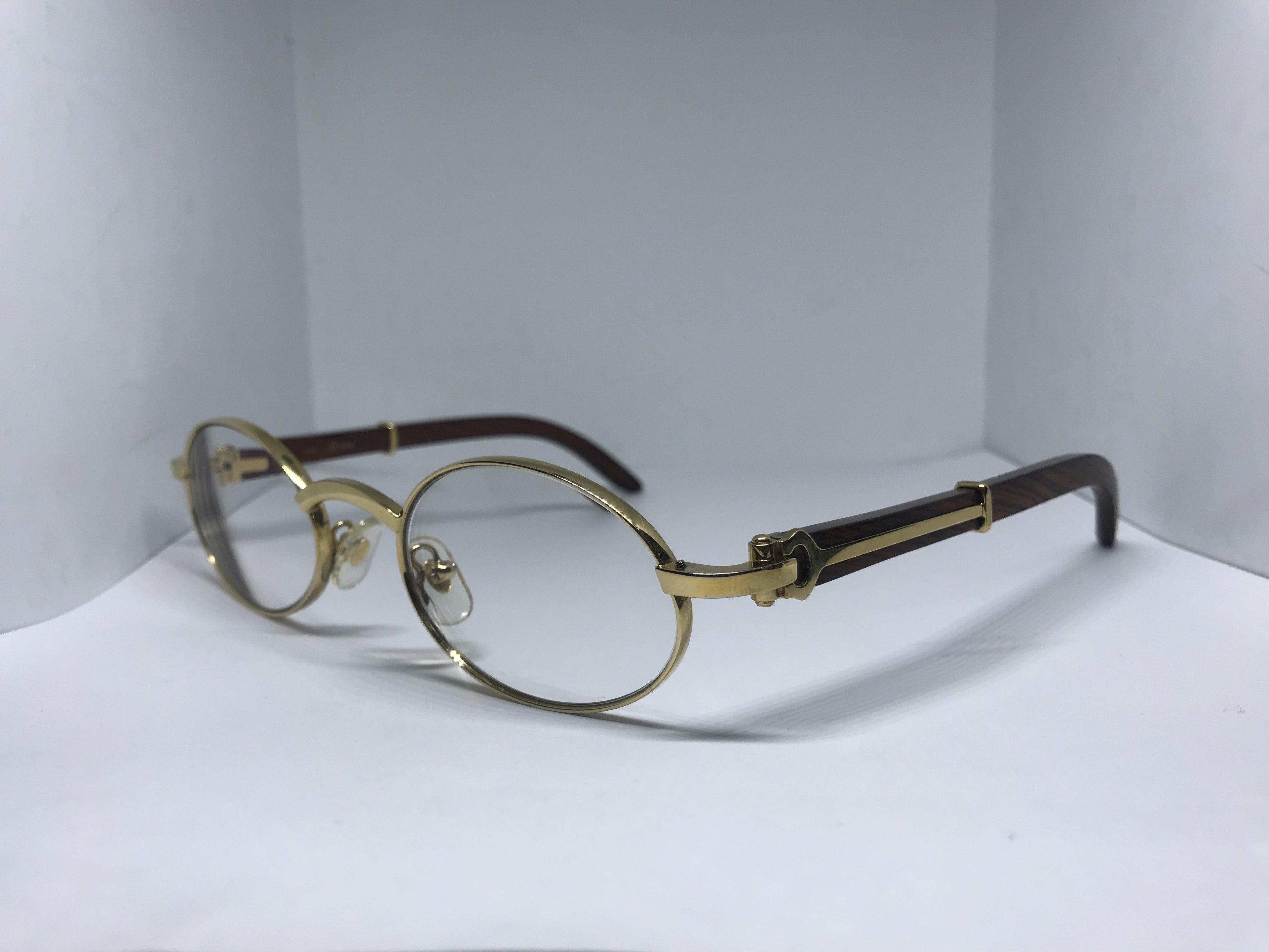 Cartier Sicier Vintage 18k Gold/ African Bubinga Wood sunglasses glasses - Braglia