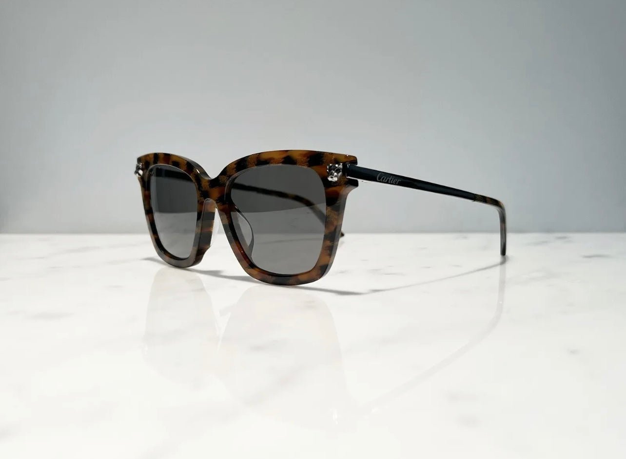 Cartier Panthere Cat Eye Frames Sunglasses Glasses Horn Wire Gold Vintage Wire