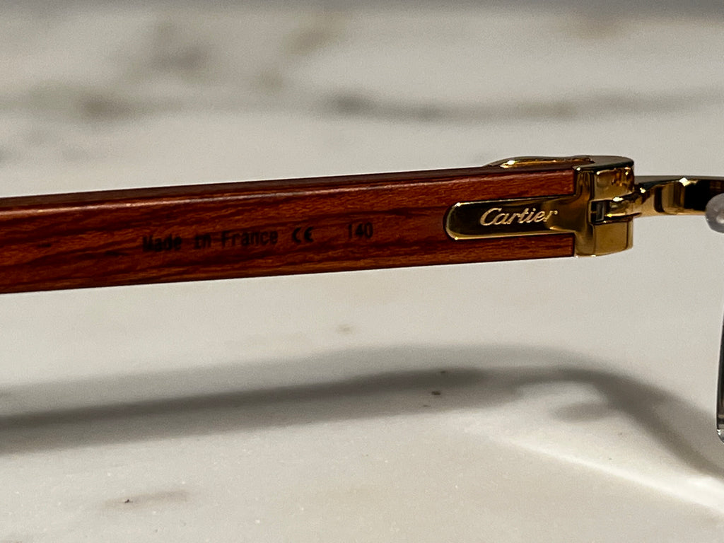 Cartier Bubinga Wood Gold Frames Sunglasses Glasses