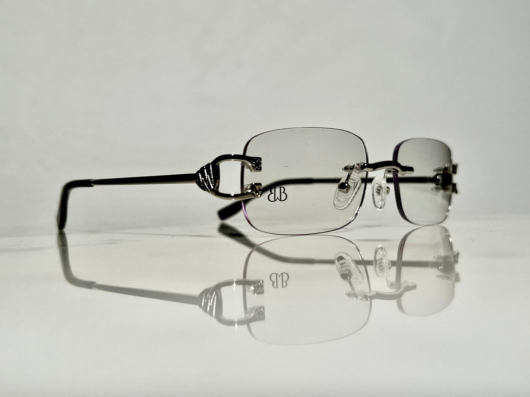 Bonano Venician White Gold Rimless Eyeglasses Frame