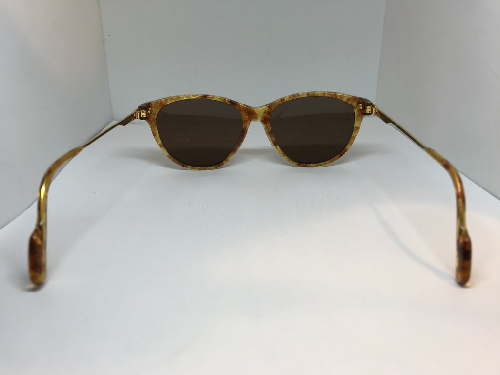 Cartier 22k Gold Jaspe Cat Sunglasses Glasses Eyeglasses Frame Vintage Wood Buff - Braglia