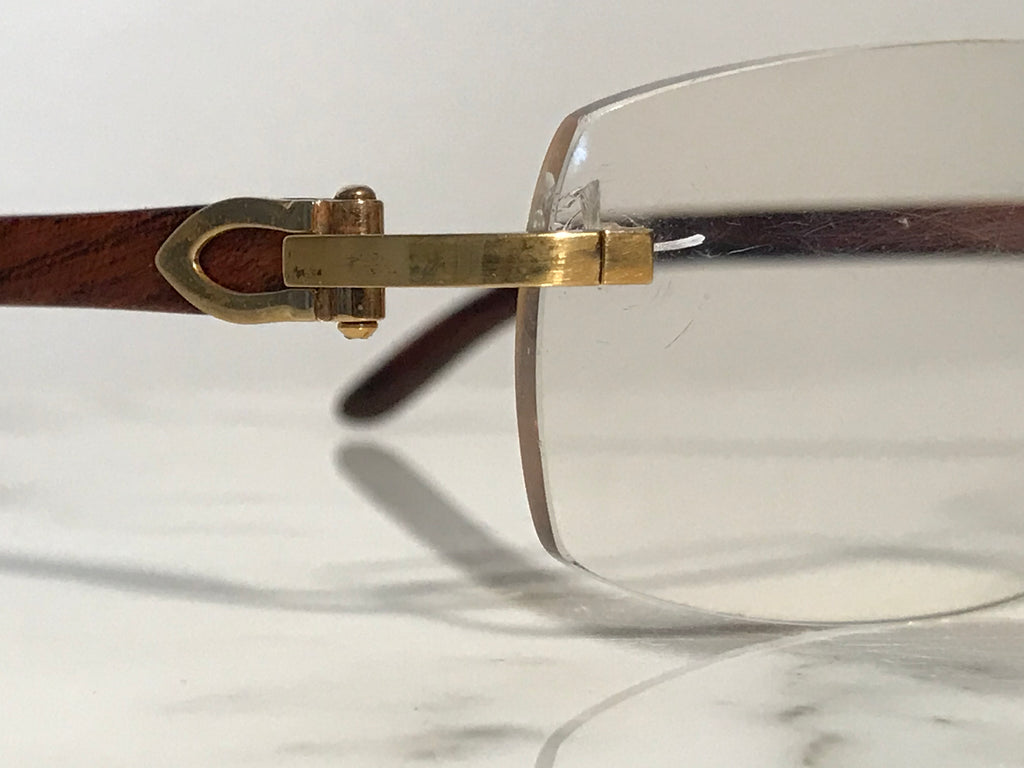 Cartier Rimless Bubinga Wood 18k Wood Glasses Sunglasses Eyeglasses Frames - Braglia