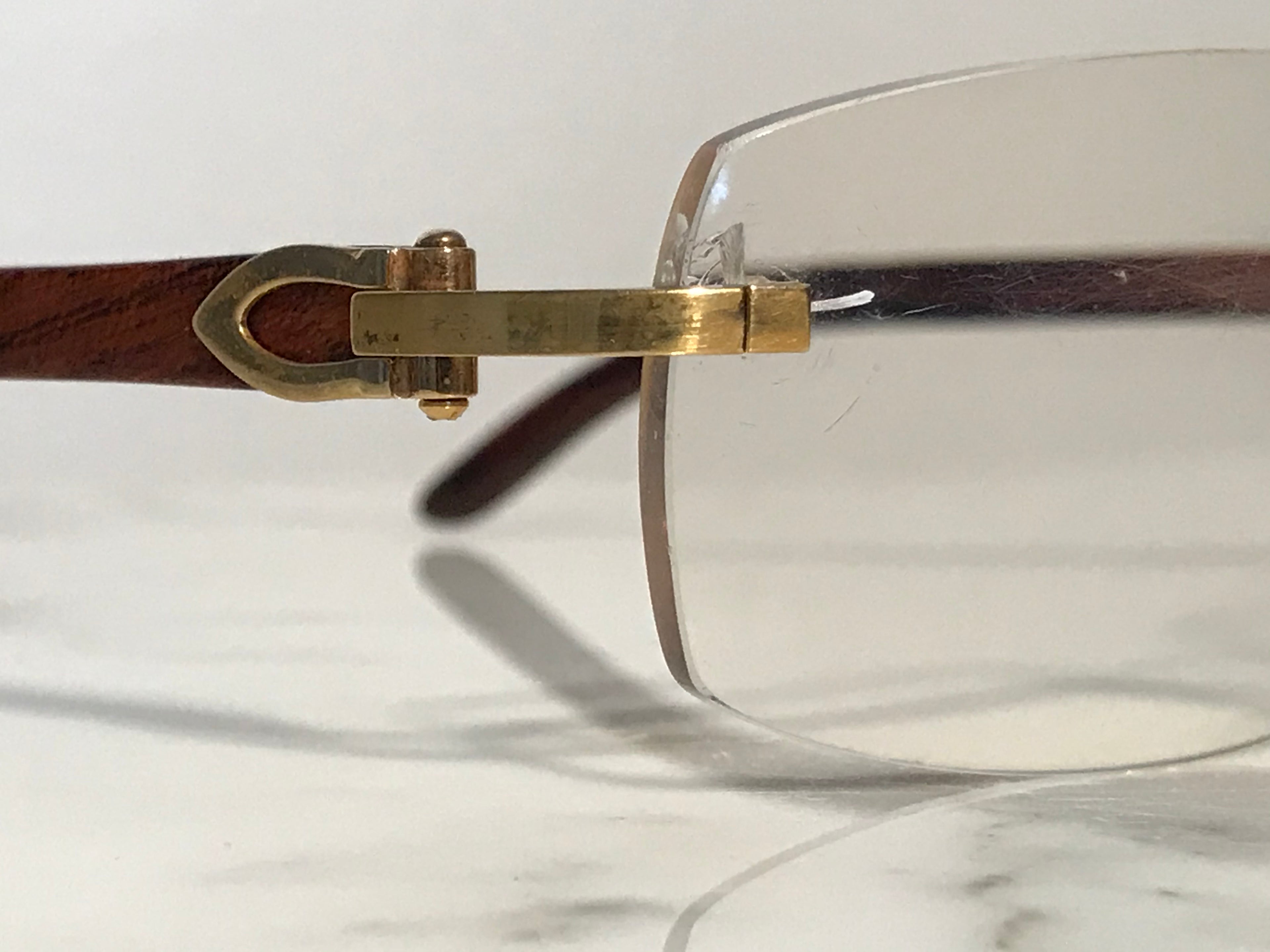 Cartier Rimless Bubinga Wood 18k Wood Glasses Sunglasses Eyeglasses Frames - Braglia