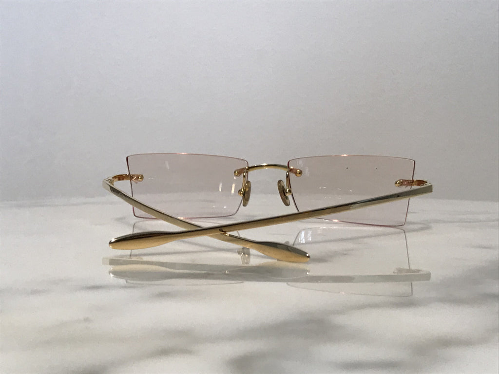 Cartier Tank No 95 18k Solid Yellow Gold Vintage Sunglasses Glasses Frames - Braglia