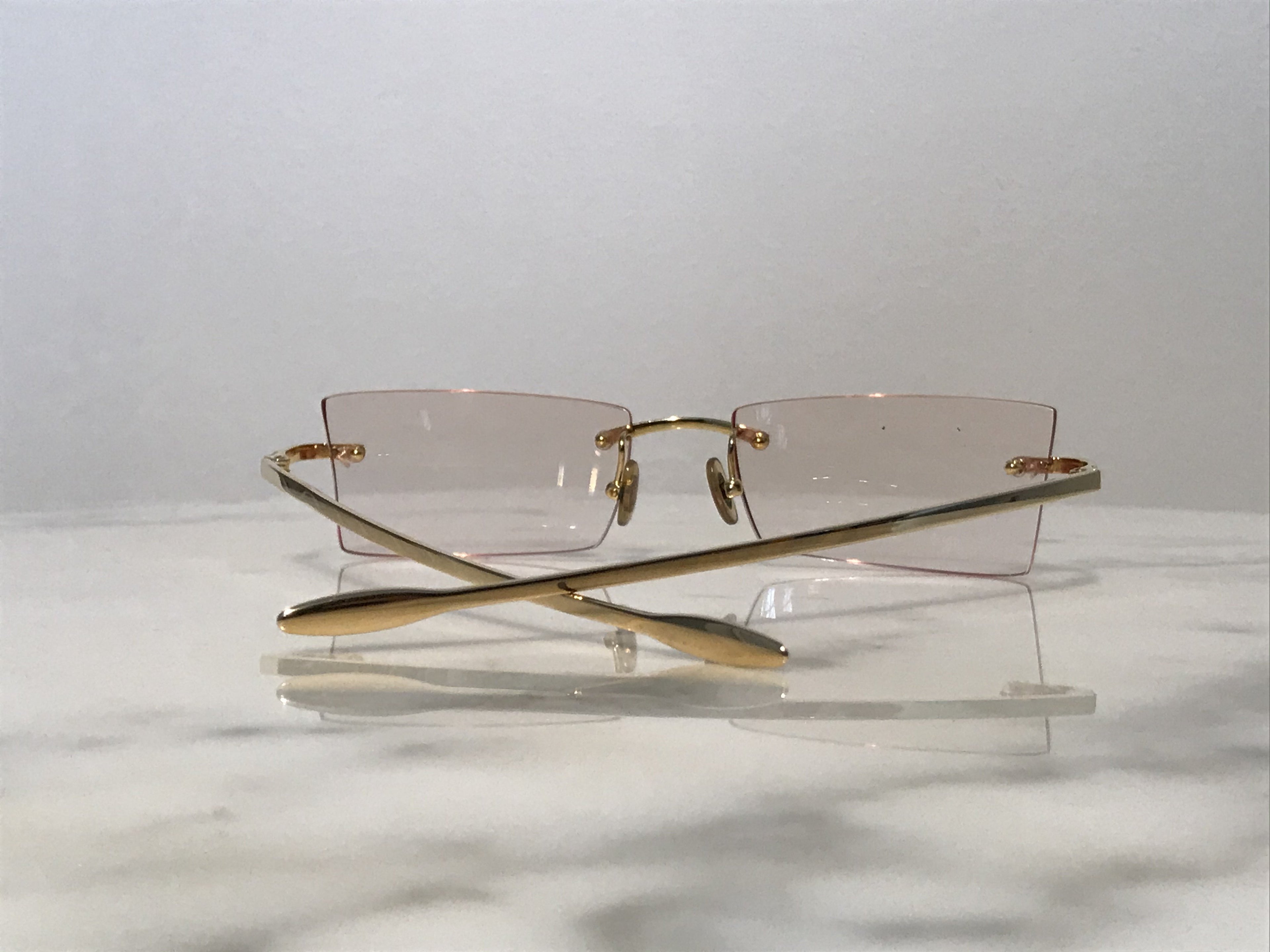 Cartier Tank No 95 18k Solid Yellow Gold Vintage Sunglasses Glasses Frames - Braglia
