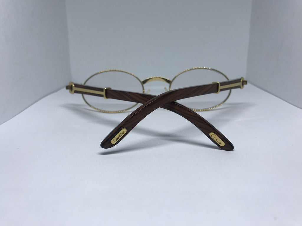 Cartier Sicier Vintage 18k Gold/ African Bubinga Wood sunglasses glasses - Braglia