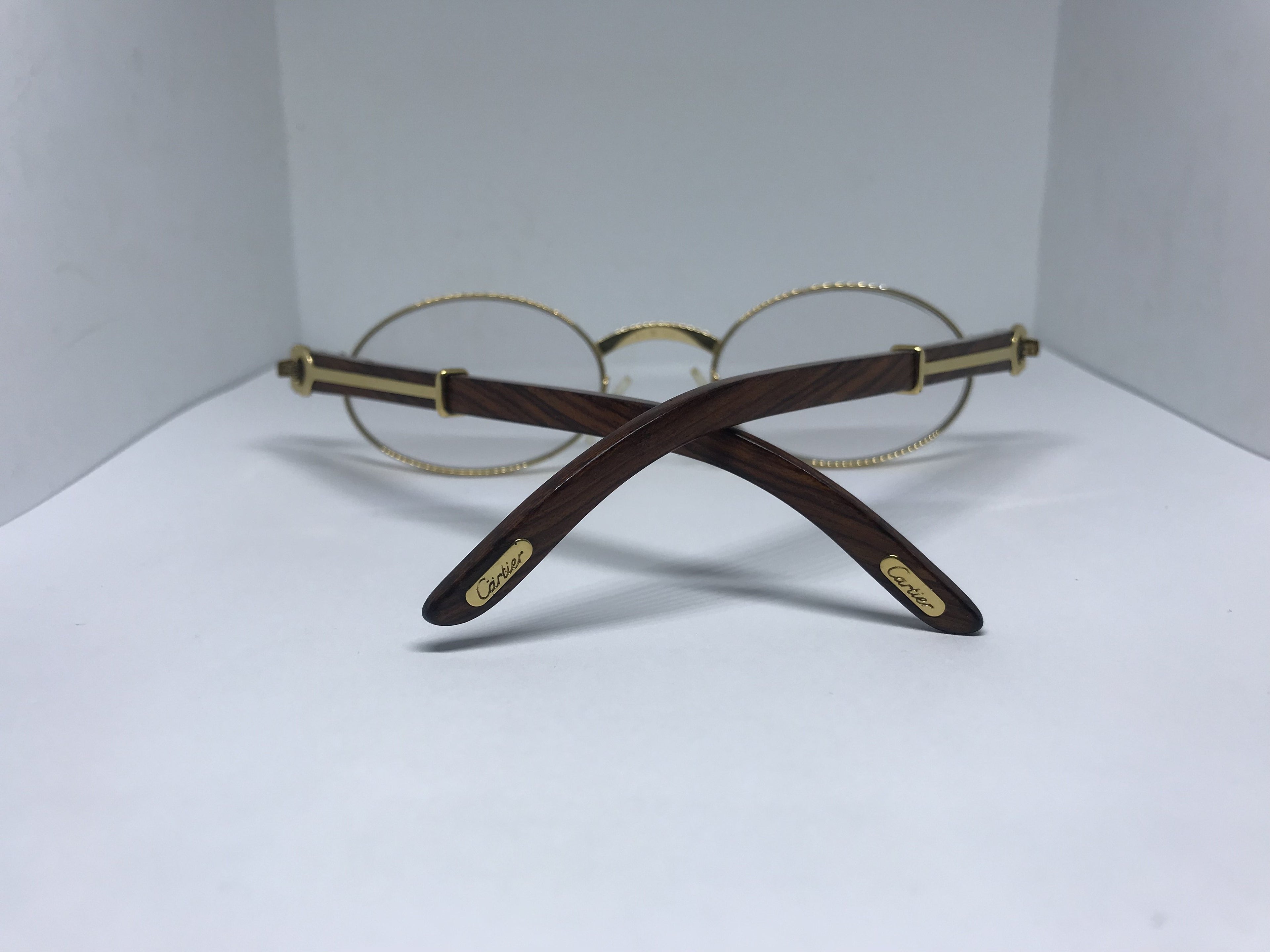 Cartier Sicier Vintage 18k Gold/ African Bubinga Wood sunglasses glasses - Braglia