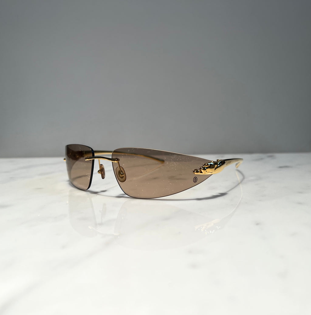 Cartier Panthere Gold Sunglasses Glasses Eyeglasses Frame Wood Buffs