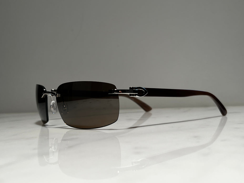 Cartier Brown Buffalo Horn & Platinum Sunglasses