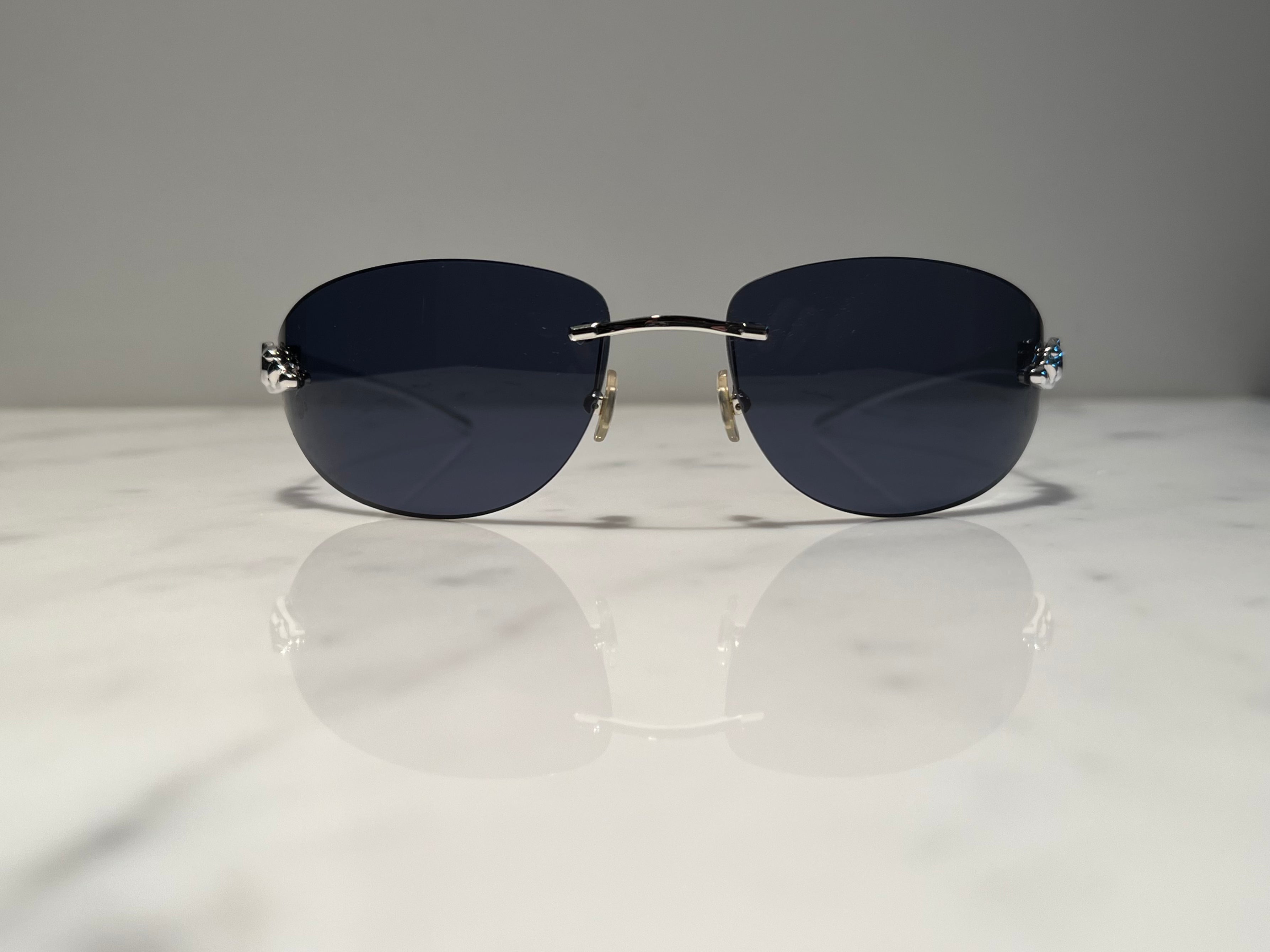 Cartier Panthere C Decor Platinum Sunglasses Glasses Eyeglasses Frames