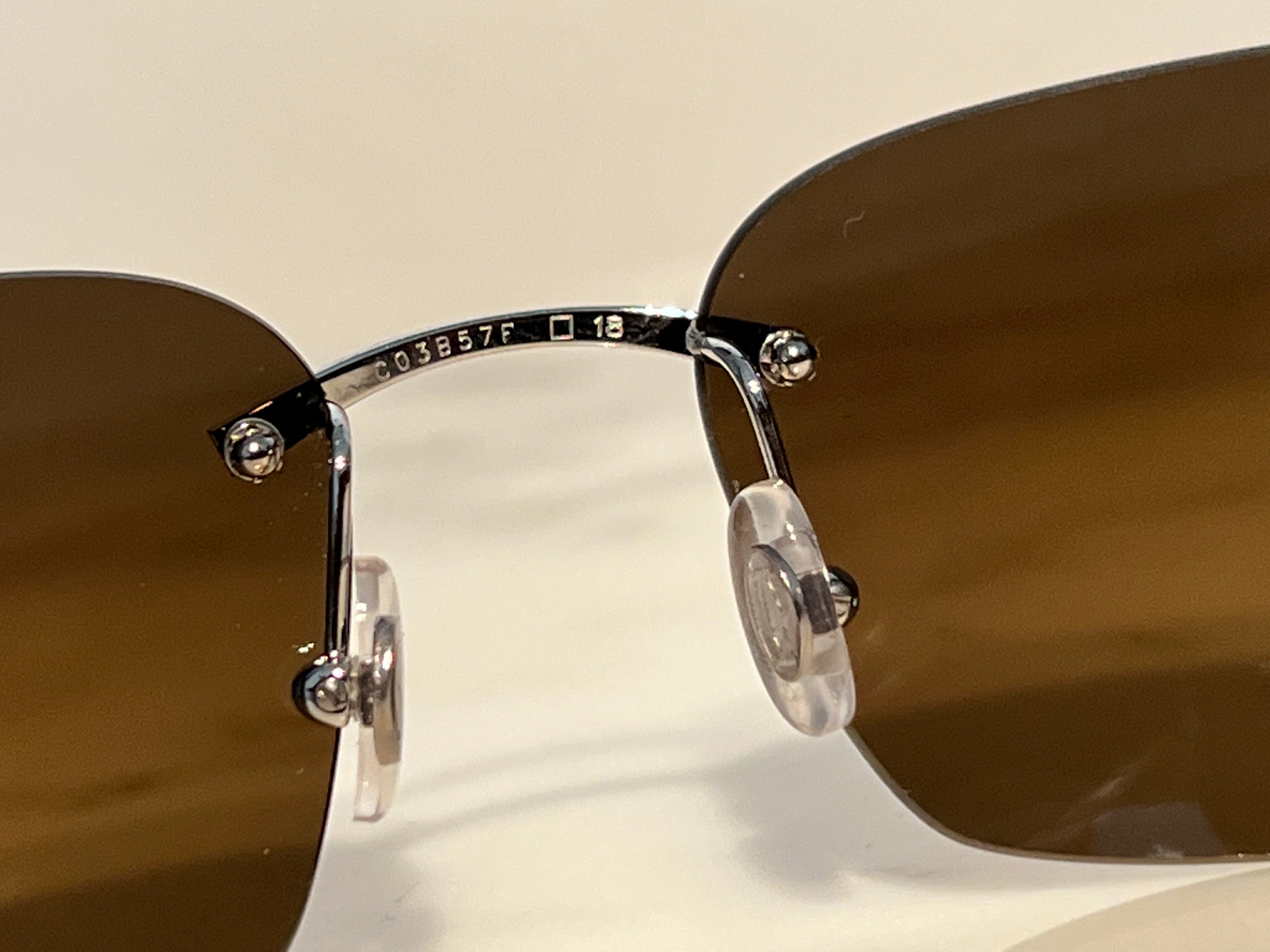 Cartier Brown Buffalo Horn Platinum Frames Sunglasses Glasses