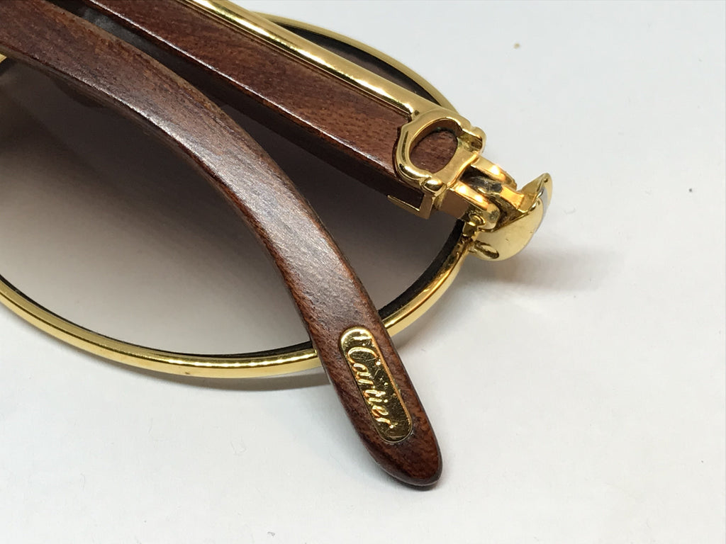 Cartier Giverny Wood Gold 22k Sunglasses Glasses - Braglia