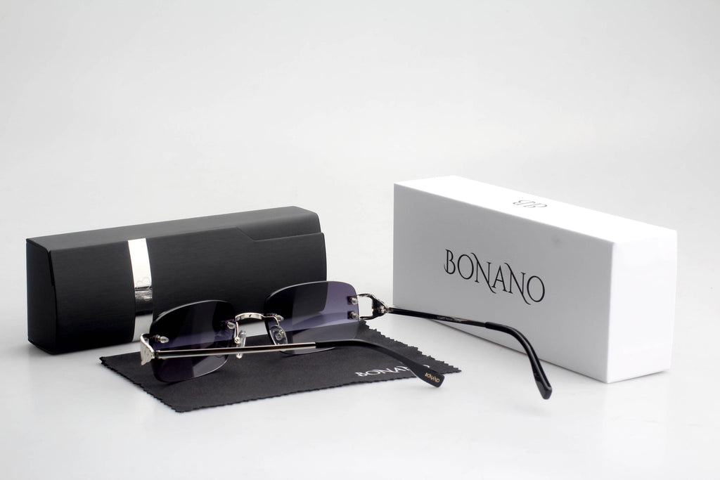 Bonano Venician White Gold Rimless Sunglasses Frame