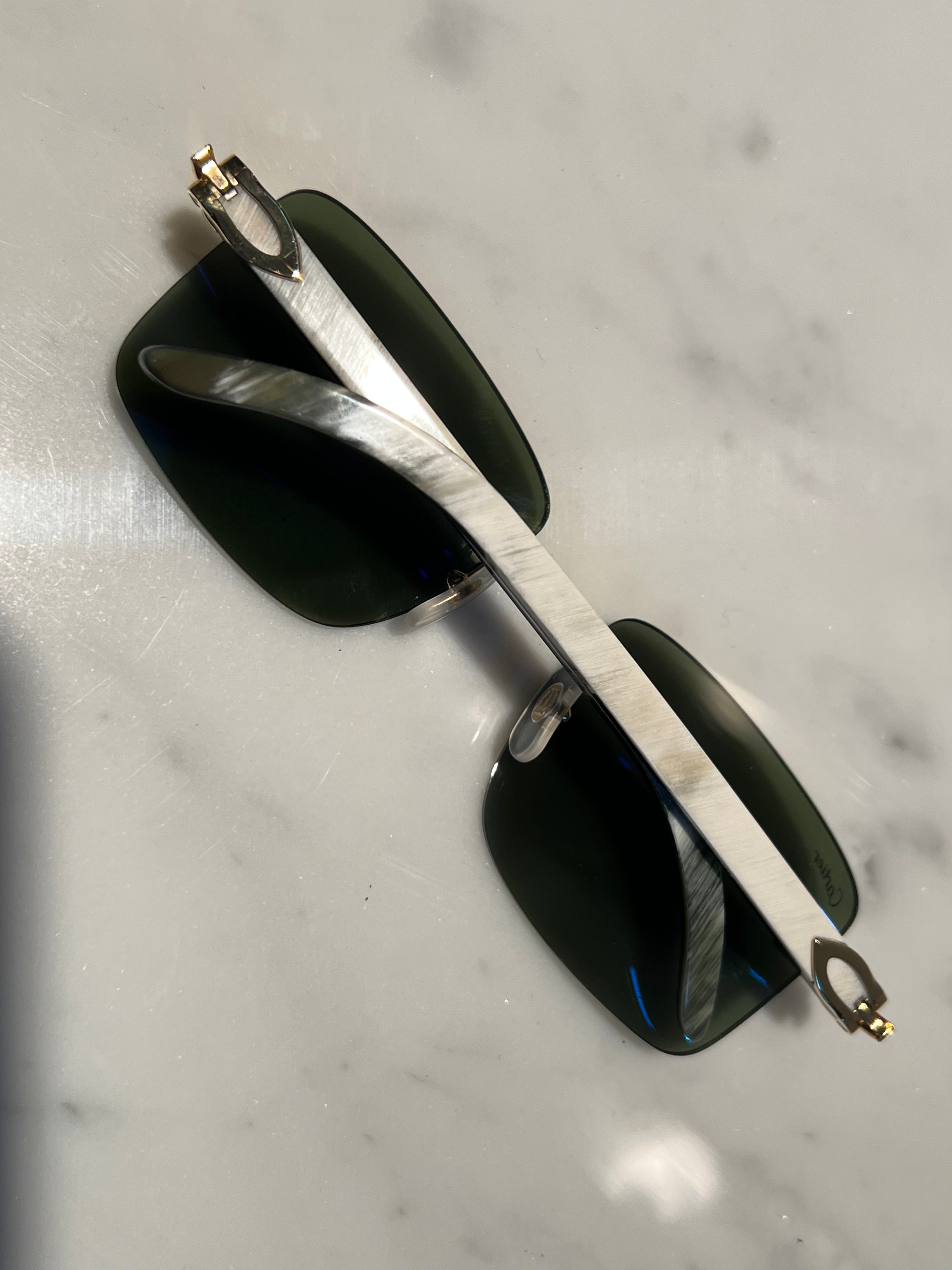 Cartier Rimless White Buffalo Horn 18k Gold  Glasses Sunglasses Eyeglasses Buffs