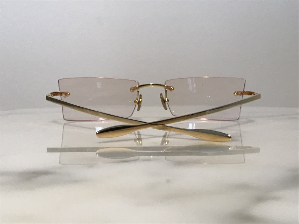 Cartier Tank No 95 18k Solid Yellow Gold Vintage Sunglasses Glasses Frames - Braglia