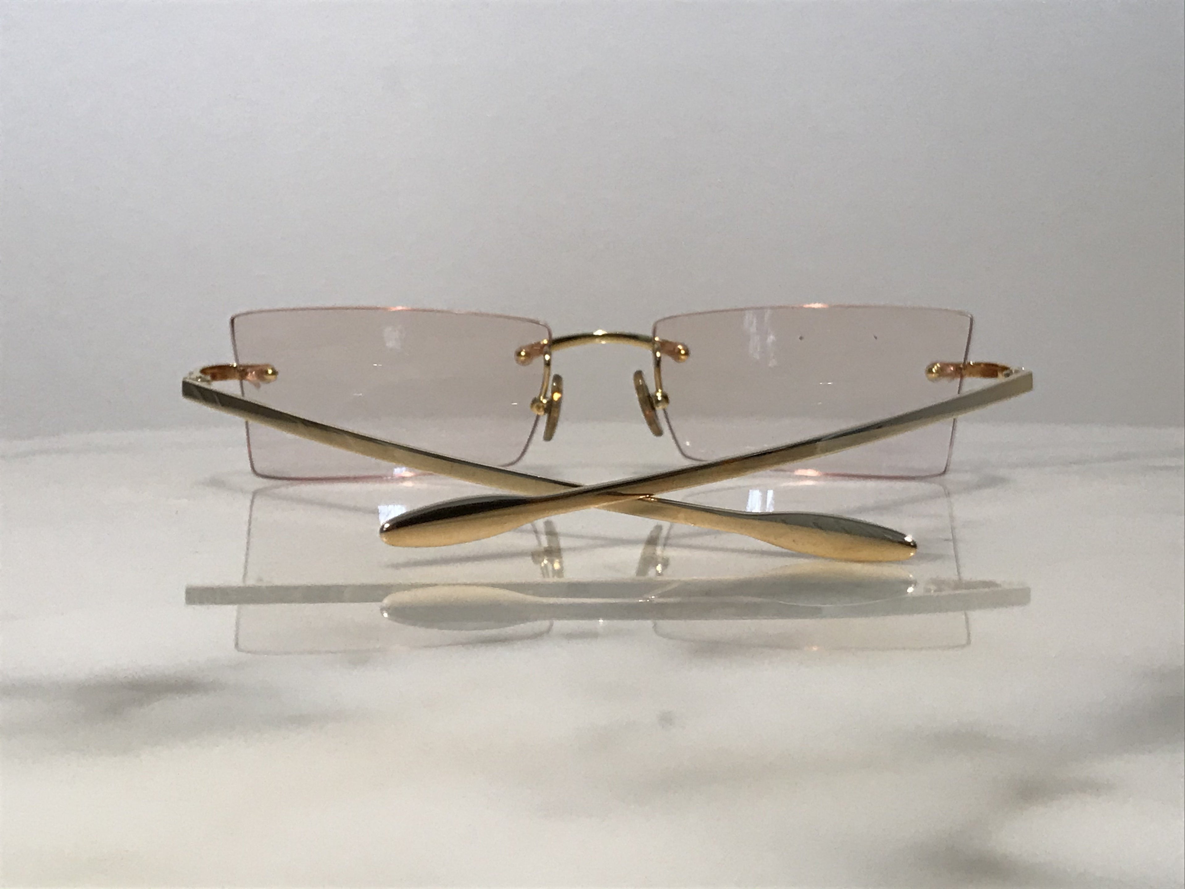Cartier Tank No 95 18k Solid Yellow Gold Vintage Sunglasses Glasses Frames - Braglia