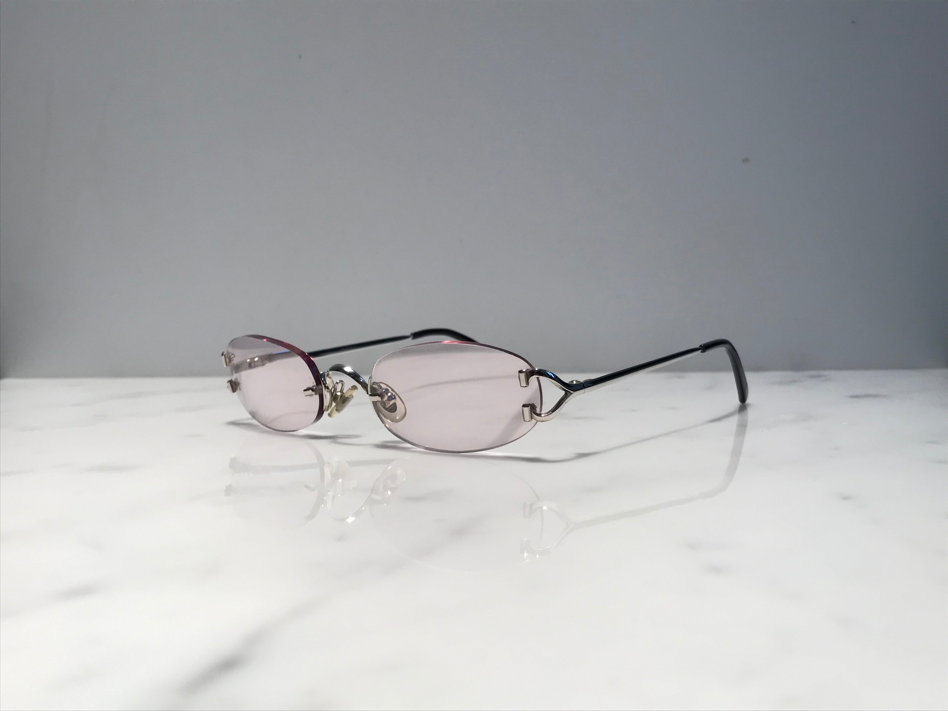Cartier Vintage Scala C Decor Platinum Gold Sunglasses Glasses Eyeglasses Frame