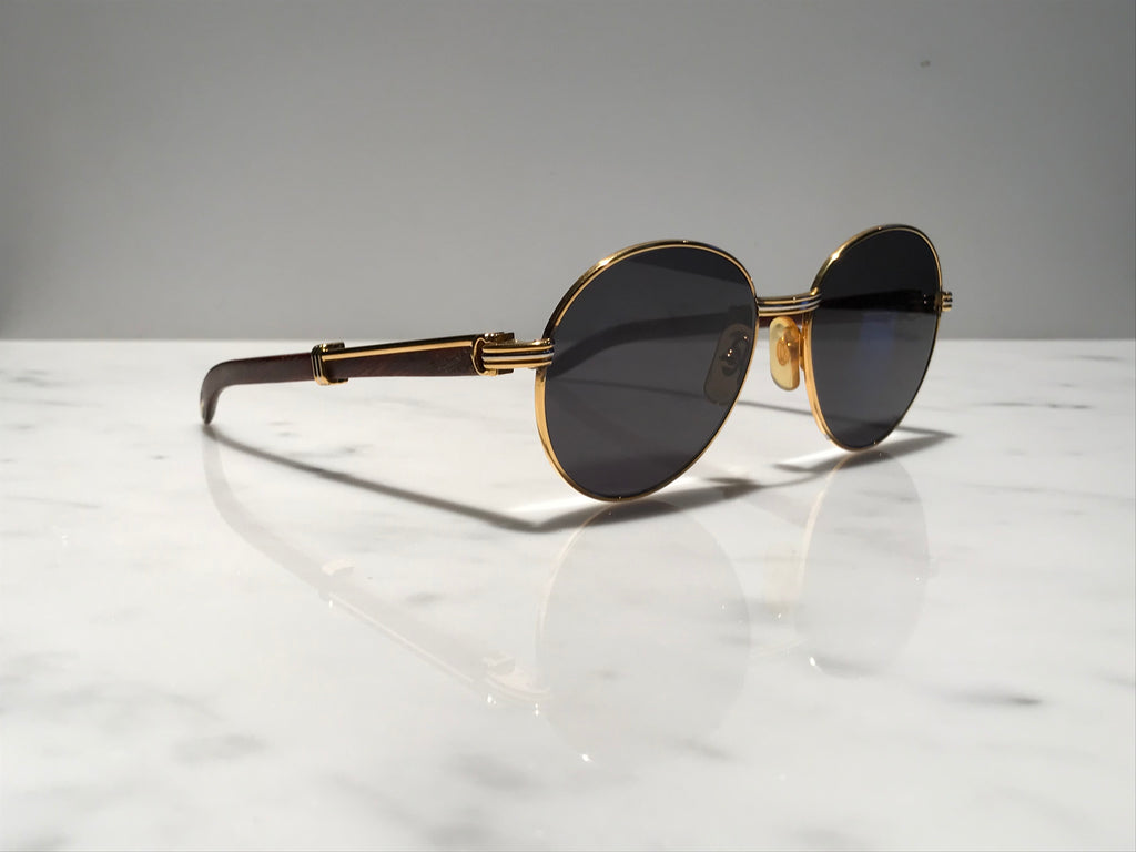 Cartier Bagatelle Gold Wood Sunglasses