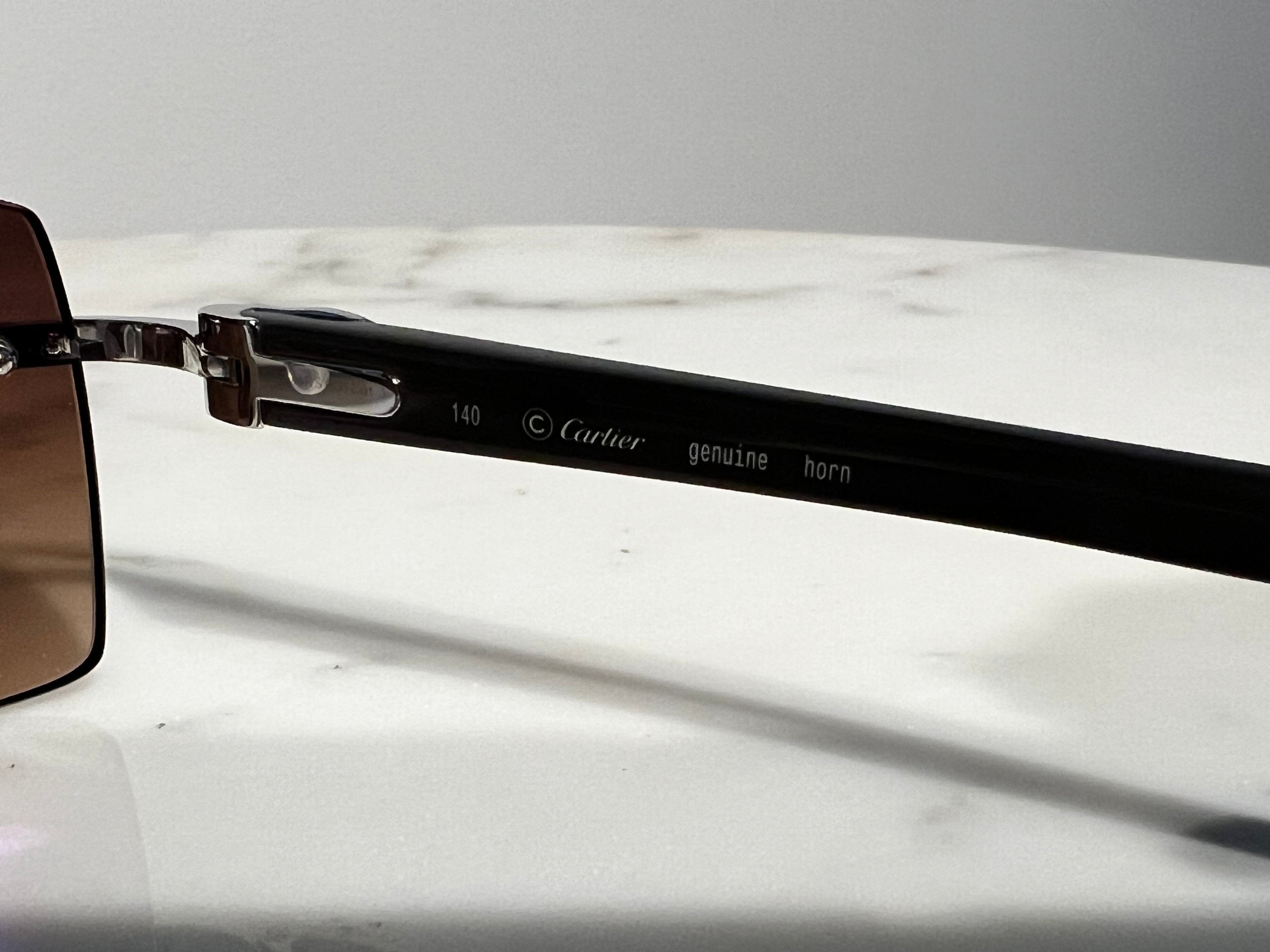 Cartier Buffalo Horn Platinum Frames Sunglasses Glasses